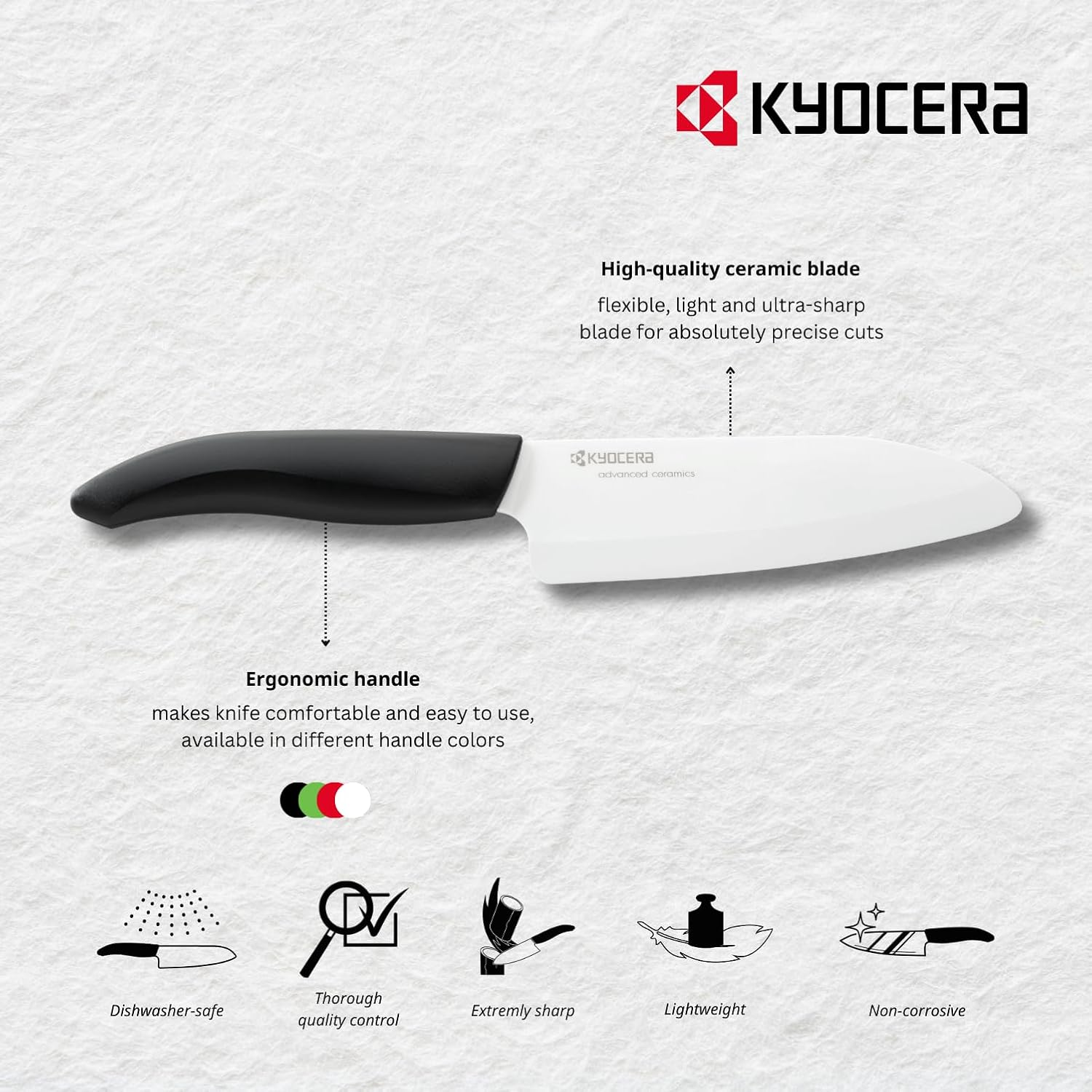 KYOCERA - GEN Series - Small Santoku Ceramic Knife Made of High-Performance Ceramic | Extremely Sharp | Ultra Light | High Break Resistance | Hand Ground Blade Length: 14 Cm, Black image number 5