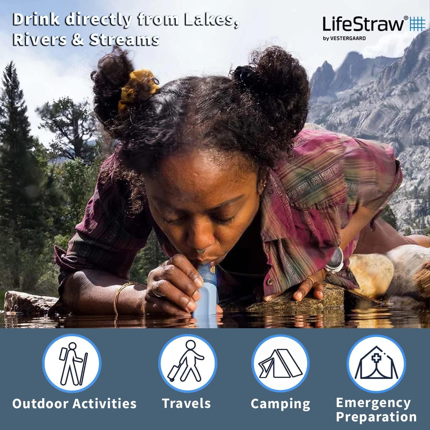 Lifestraw Peak Series Water Filter Straw, Mountain Blue image number 2