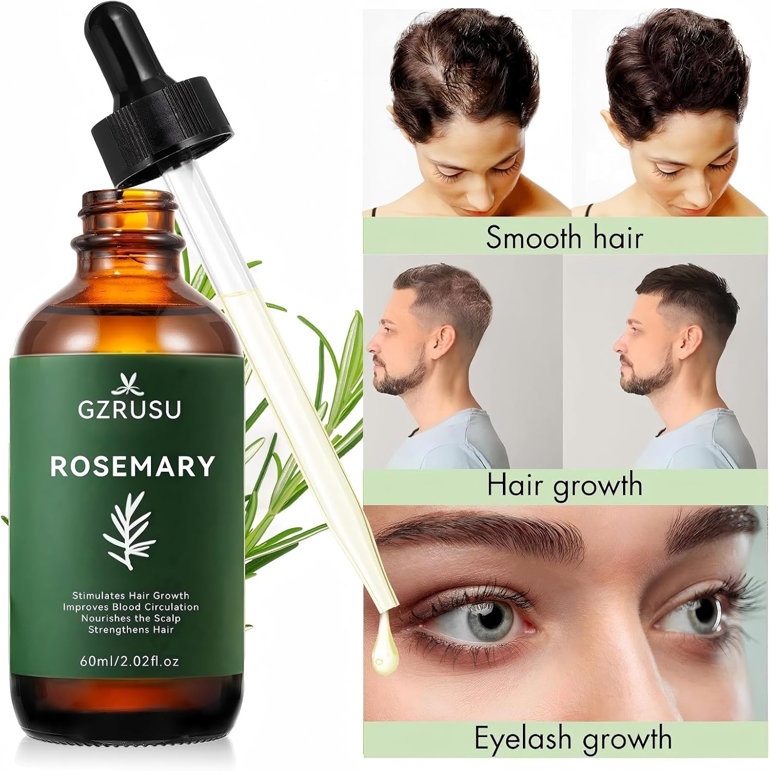 Rosemary Oil for Hair Growth 60Ml, 100% Pure Natural & Organic, Hair Strengthening Treatment | Nourishing & Volumizing for Repair Dry Damaged Hair image number 1
