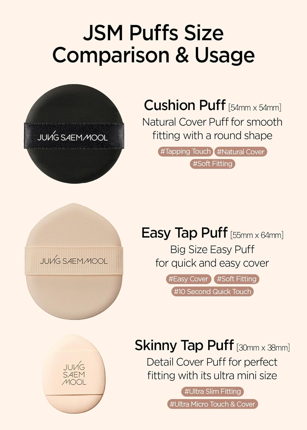 JUNG SAEM MOOL Cushion Puff Natural Cover Puff for Smooth Fitting with the round Shape 2.1 Inch image number 6
