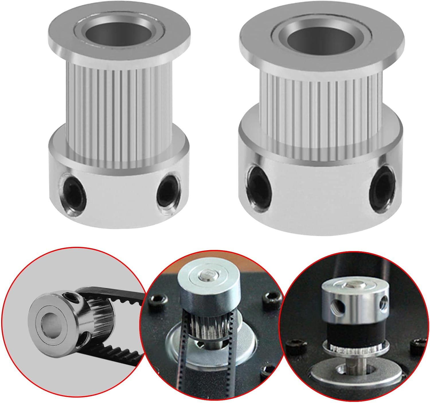 Acbbmns 5Pcs GT2 Timing Belt Idler Pulley 20 Teeth 8Mm Bore Aluminium Alloy Synchronous Wheels for 10Mm Width Belt 3D Printer image number 3