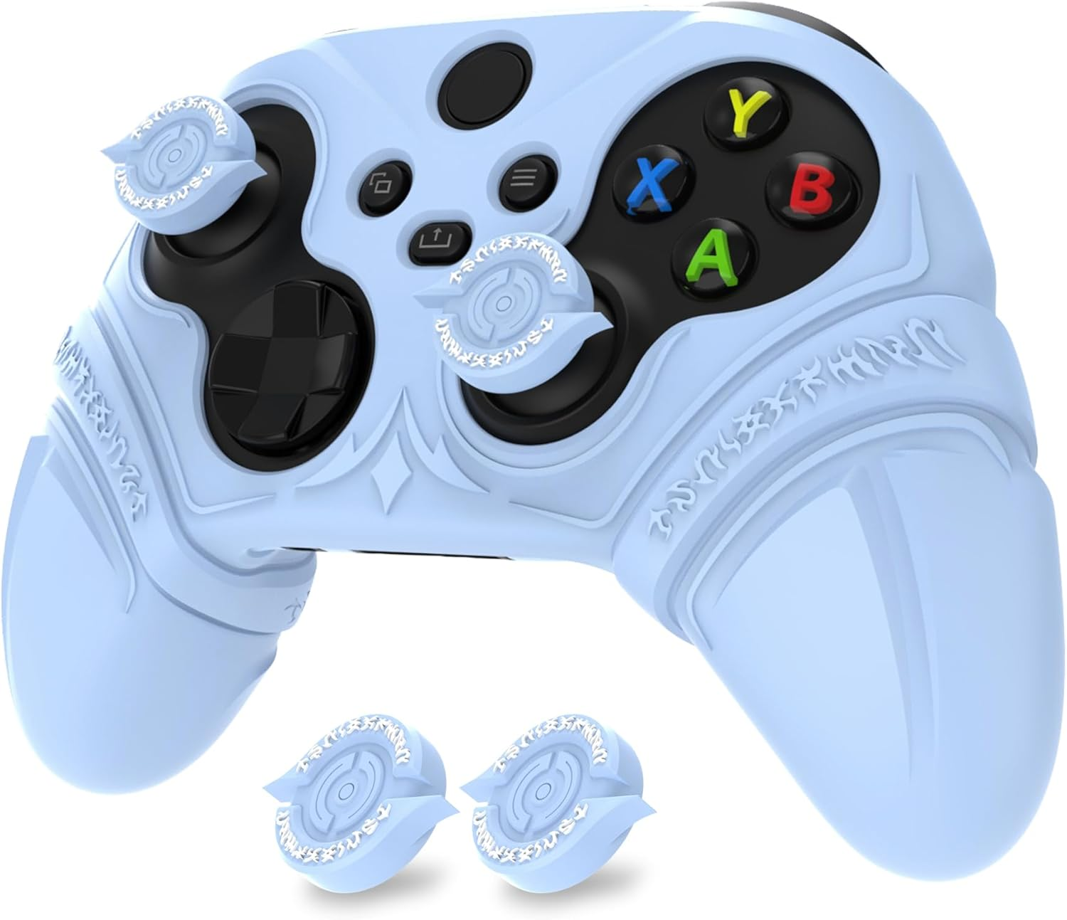 Playvital Silicone Controller Cover for Xbox Series X/S with Thumbstick Cap & Sticker- Runes Edition Anti-Slip Grip Skin, Shockproof Protector for Xbox Core Wireless Controller(Black)