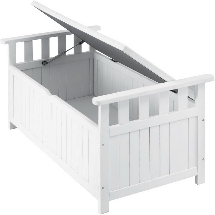 Gardeon Outdoor Storage Bench Box Wooden Garden Toy Tool Patio Furniture White image number 5