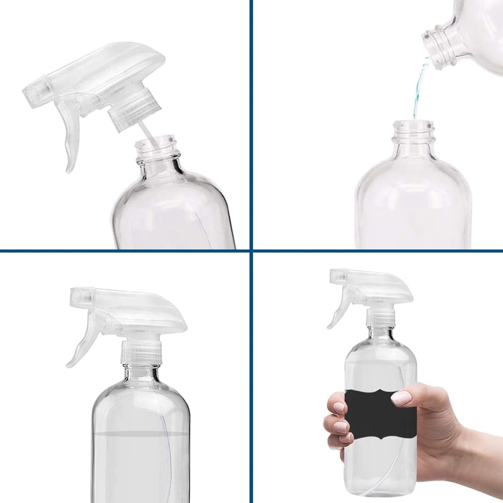 9-Pack Glass Spray Bottles, Empty Transparent Spray Bottles, Refillable, with Trigger Sprayer, Suitable for Cleaning Liquid, Essential Oil, Alcohol, Plant Watering Spray image number 1