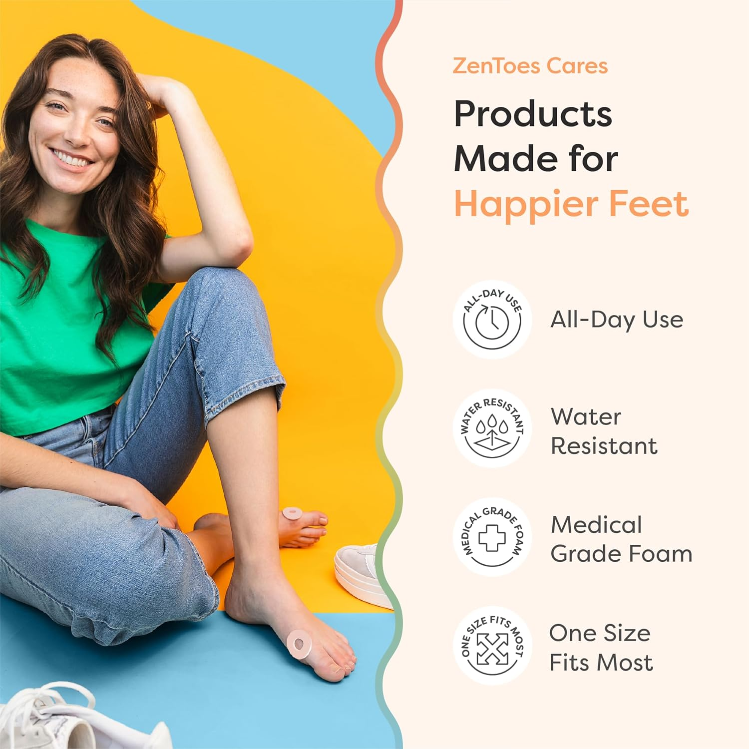 Zentoes Soft Foam Callus Cushions Waterproof Pads Toe and Foot Protectors (48 Count) image number 1