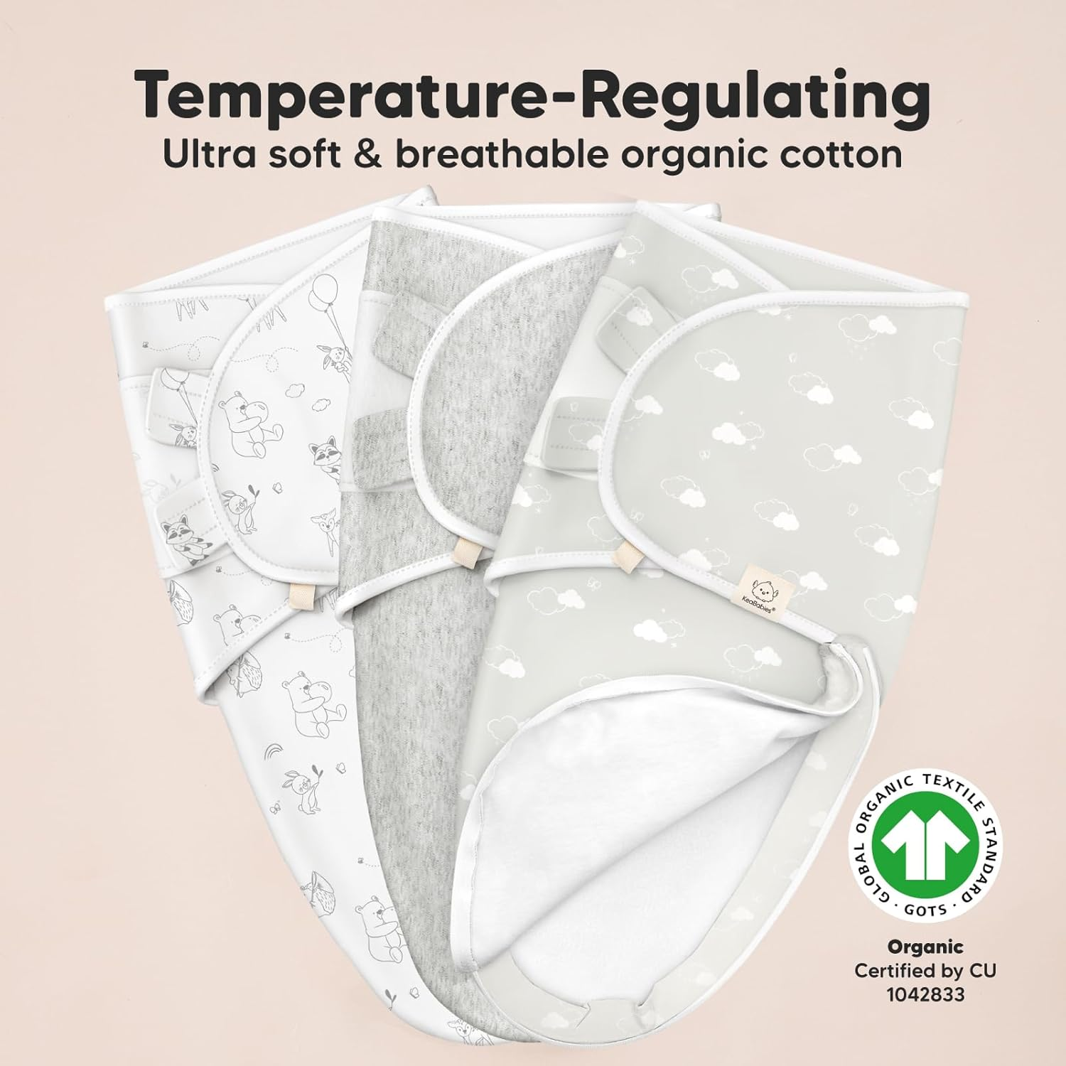 3-Pack Baby Swaddle Wrap with Zipper - Organic Newborn Swaddle, Baby Sleep Sack 3-6 Months, Nursery Swaddles, Easy Nappy Change Zipper Infant Swaddles, Baby Swaddle Blanket (Aspire Large) image number 2