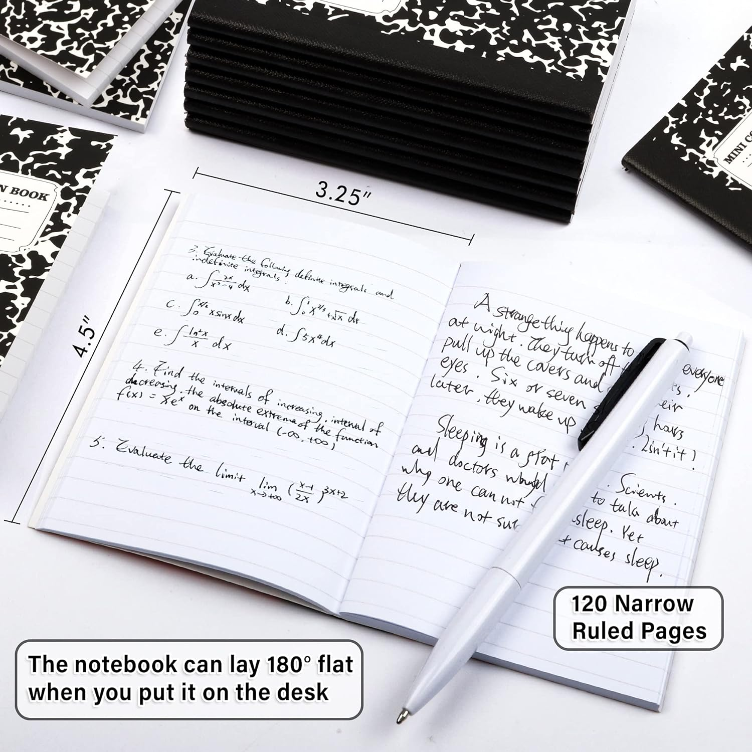 Mini Composition Notebook, Cute 30 Pack Black Narrow Ruled Mini Composition Books Bulk by Feela, Small Pocket Marble Journal Notebooks for Kids Students College Office, Pocket Size 4.5 X 3.25 In image number 2
