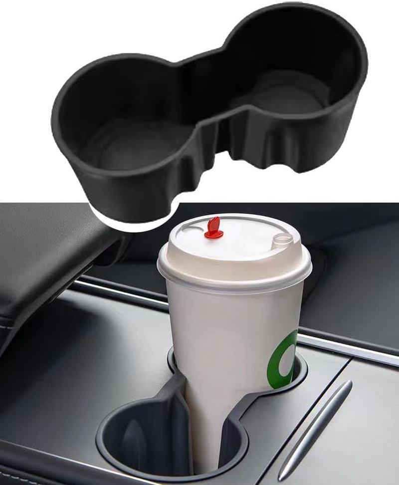 Lh-Tesla Model Y & Model 3 Center Console Cup Holder Insert - Compatible with 2021-2023 New Console Models, Black image number 3