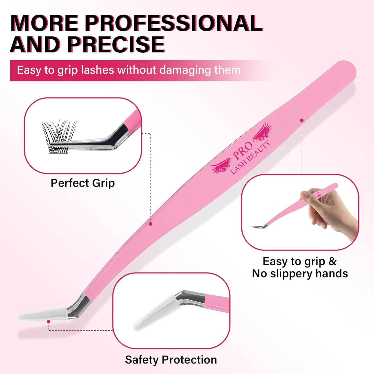 Lash Applicator Tool,Pro, 1 Lash Tweezers 1 Lash Applicator for Lash Clusters plus 1 Upgraded Eyebrow Tweezers DIY Eyelash Extension Tweezers Kit Eyelash Applicator Tool (3 Pcs) image number 2