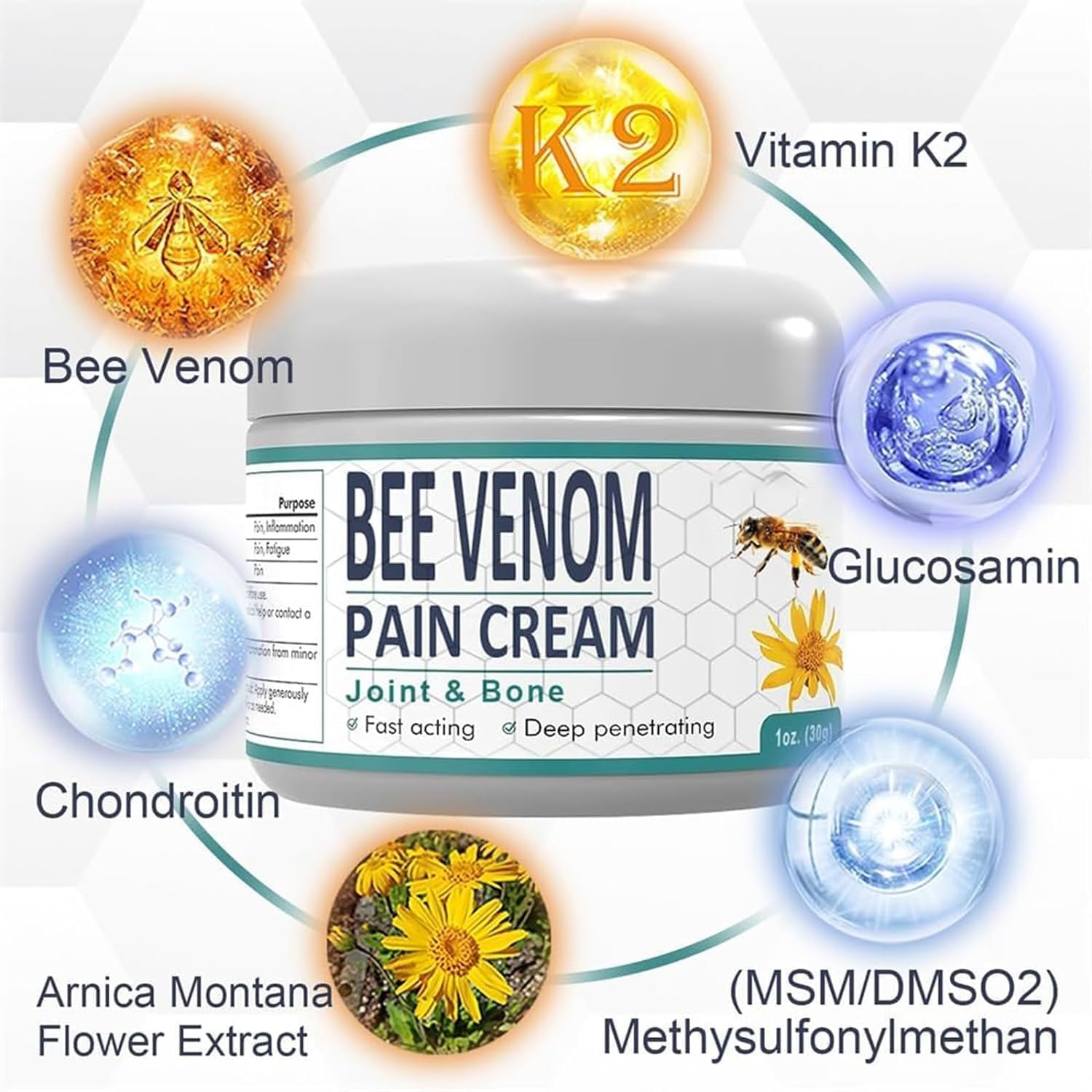 3Pcs Bee Venom Pain and Bone Healing Cream,Advanced Bee Venom Gel Joint and Bone Therapy,New Zealand Bee Venom Joint and Bone Therapy Cream image number 2