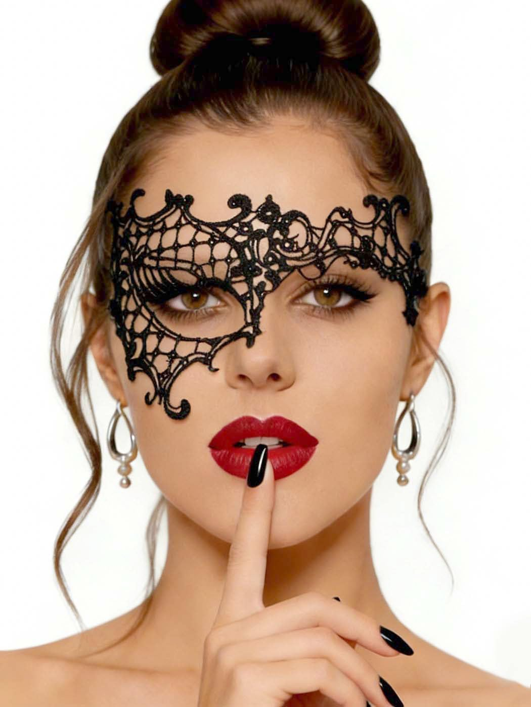 Bounzhi Sexy Masquerade Mask Venetian Lace Mask Fashion Party Eyemask Halloween Mask Ball Costume Accessory for Women image number 1
