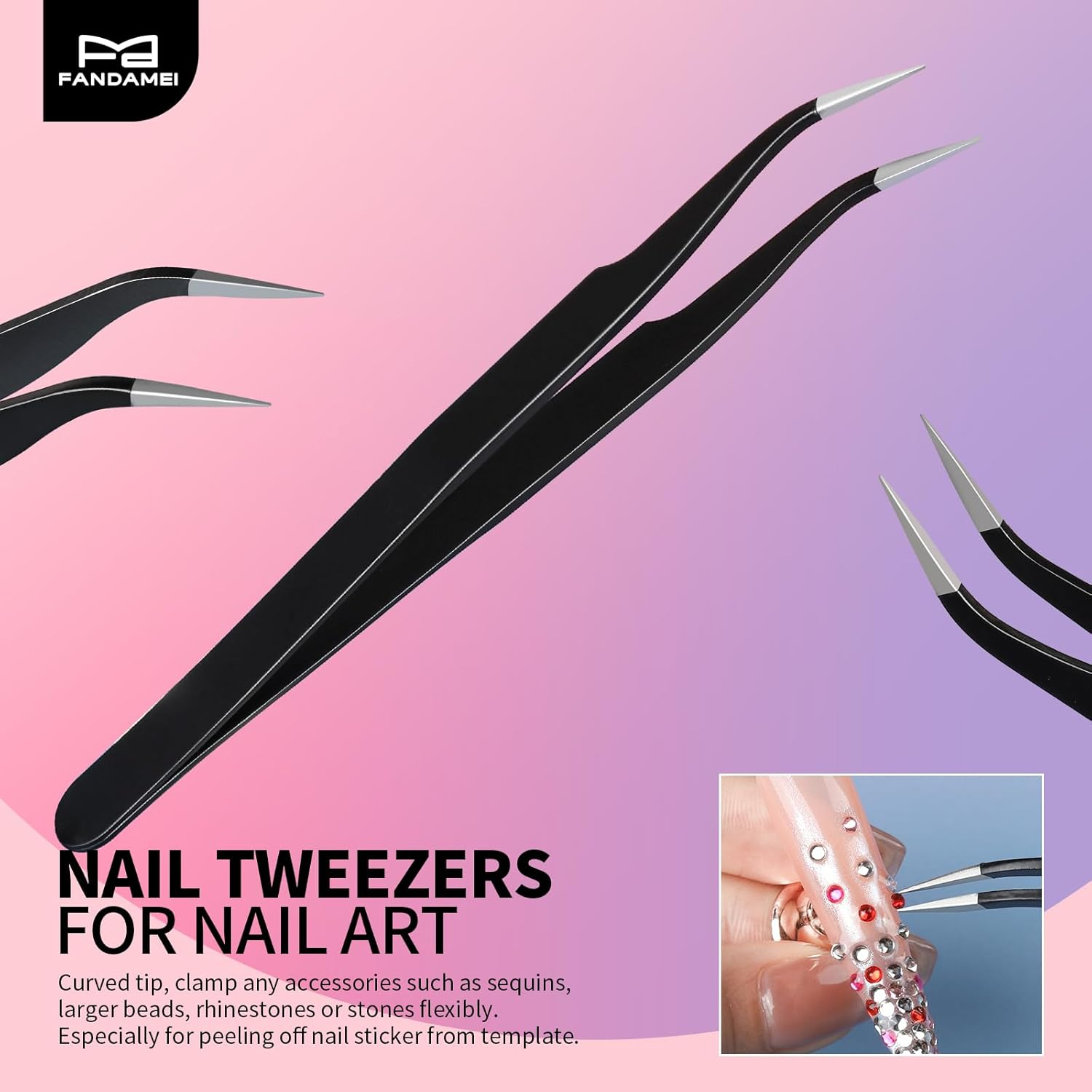 FANDAMEI Nail Art Tools, Nail Brush, 15 PCS Nail Art Brushes, 5 PCS Nail Dotting Tool, Nail Stand, Nail Holder for Painting Nails, Nail Tools, Nail Design Tools, Black image number 6