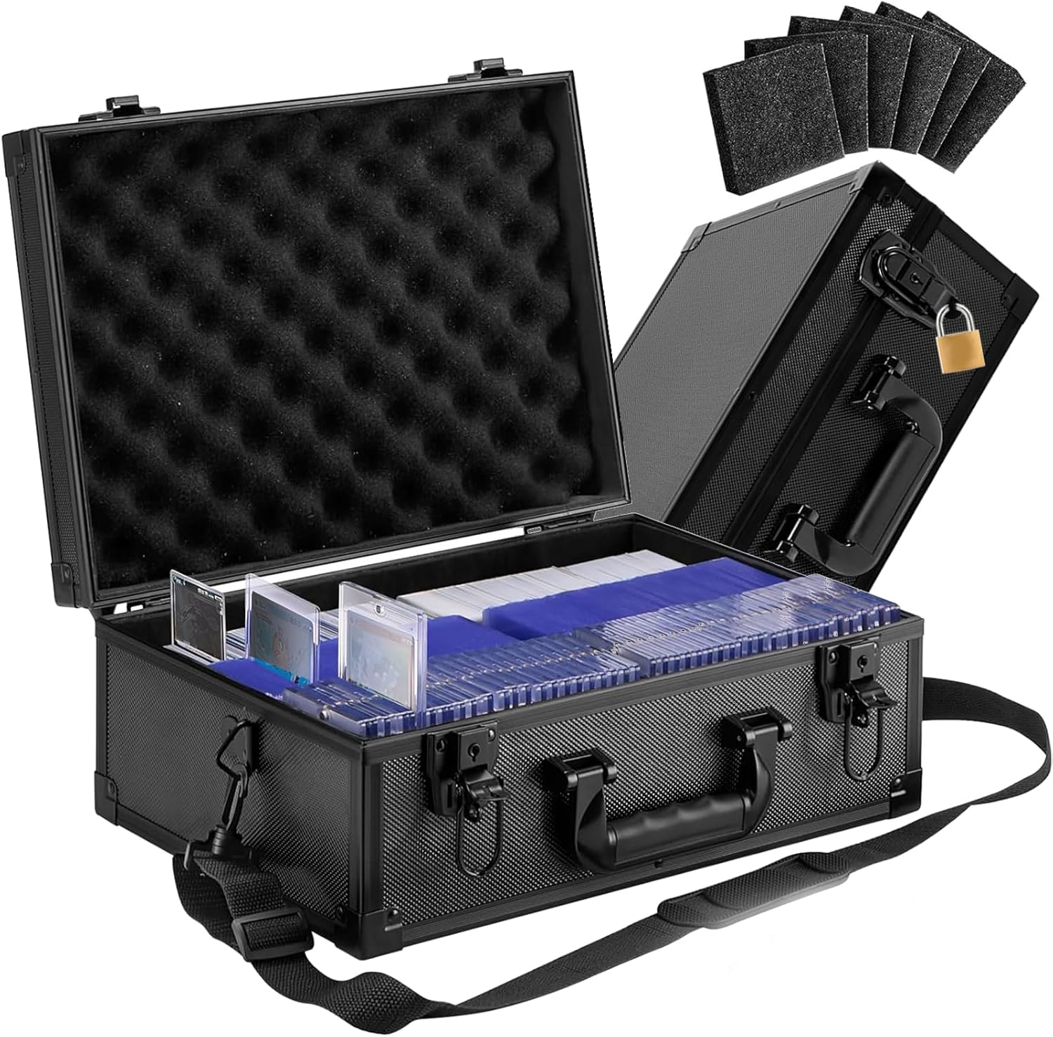 Toploader Storage Box for 3&rdquo; X 4&rdquo; 35Pt Cards &ndash; Hard Card Holder Case with Padlock, Foam Stoppers, Holds 600+ Toploaders &ndash; Rigid Card Case for Sports & Trading Card Collection image number 3