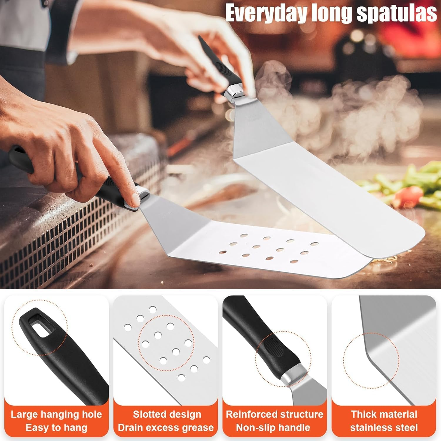 Dxzephious 42Pcs Griddle Accessories Kit, Flat Top Grill Spatula Set with Enlarged Spatulas, Melting Dome and Burger Press, Professional Hibachi Tools Gifts for Outdoor BBQ image number 1