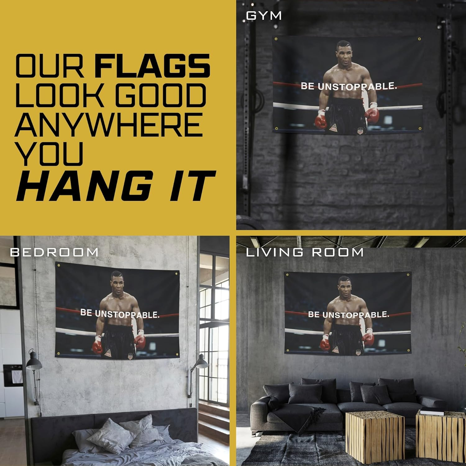 Mike Tyson Be Unstoppable. Flag Motivational Fitness Inspirational Workout Home Gym Wall Decor College Dorm Man Cave 3X5 Feet Flag Banner Cool Gym Motivation Boxing Poster Cool Cool Flags Motivational Wall Art College Dorm Banner Cool Wall Decor Men image number 1