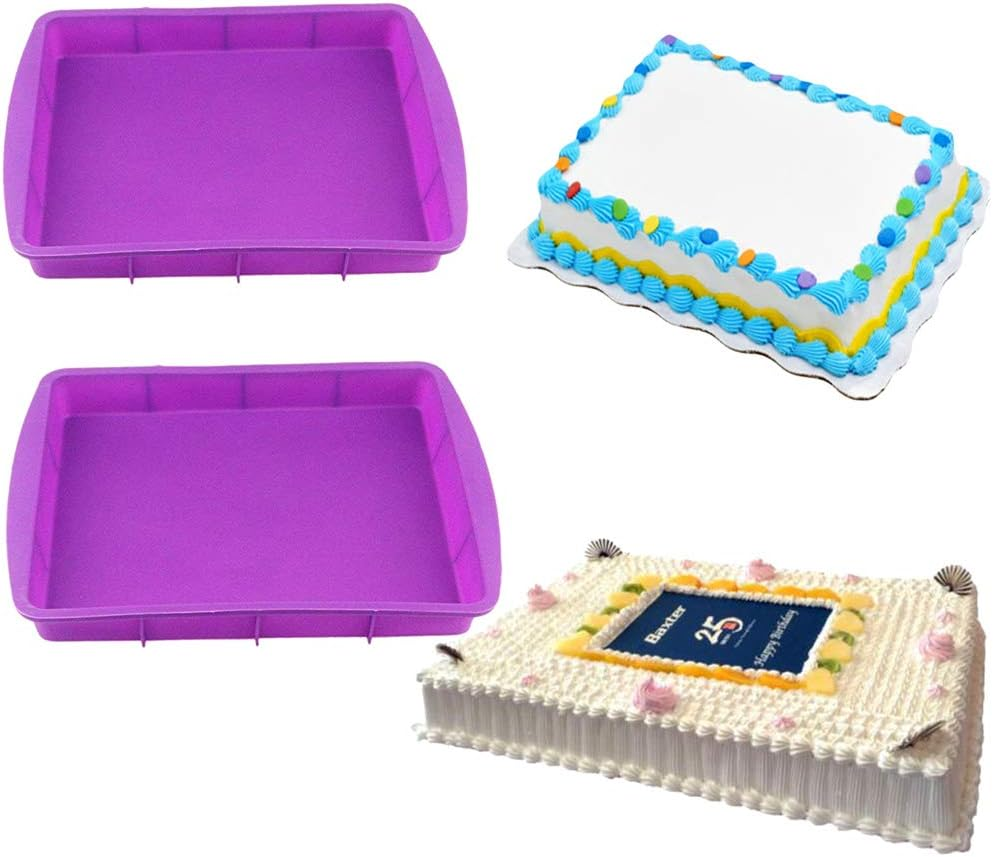 Orgrimmar 2 Pcs Silicone Rectangular Cake Pans Mold Bakeware Bread Baking Pan Non Stick Easy Demoulding Purple image number 3