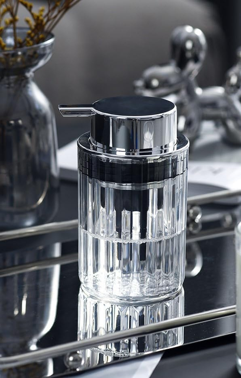 Foaming Hand Soap Dispenser Clear, Refillable Plastic Soap Dispenser Pump Bottle, 250Ml Empty Foam Soap for Bathroom Kitchen Counter Decor (Transparent Silver, One Size)