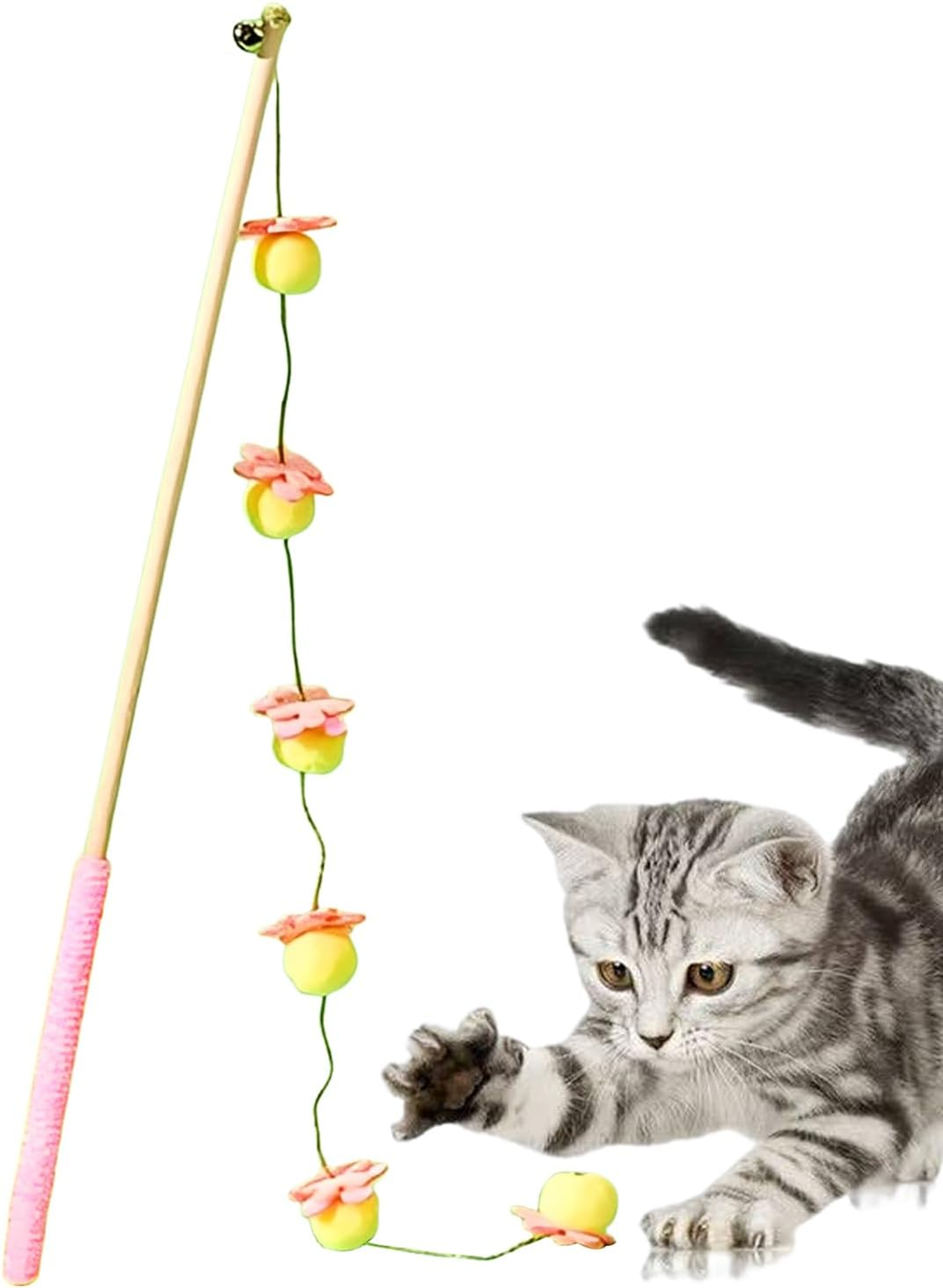 Rronnoy Cat Wand Toy - Fruit Design String with Non-Slip Handle | Cat Pole Toy | for Kitten Indoor Play Boredom Bird Fish Mouse