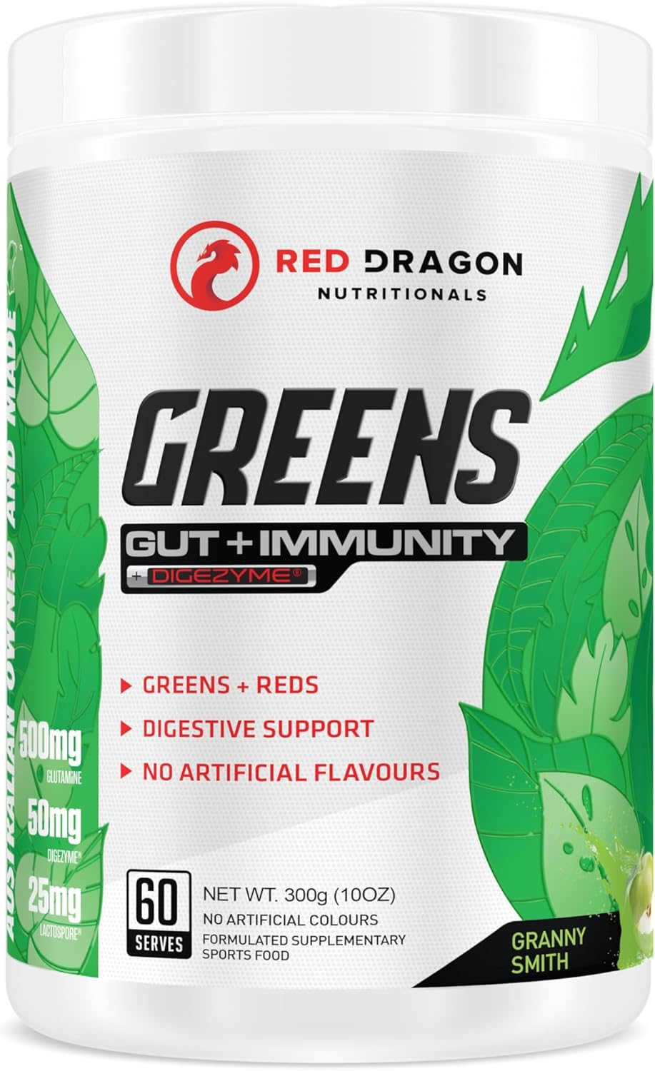 Red Dragon Nutritionals Greens Gut + Immunity Powder 300 G, Wild Raspberry image number 2
