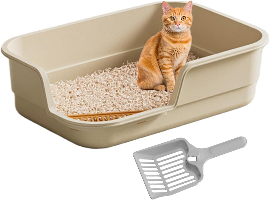 Cat Litter Box, High Hips Low Entry, High Edge Cat Litter Box, Indoor Kittens Elderly Animals Home Office Apartment Hotel Living Room Balcony