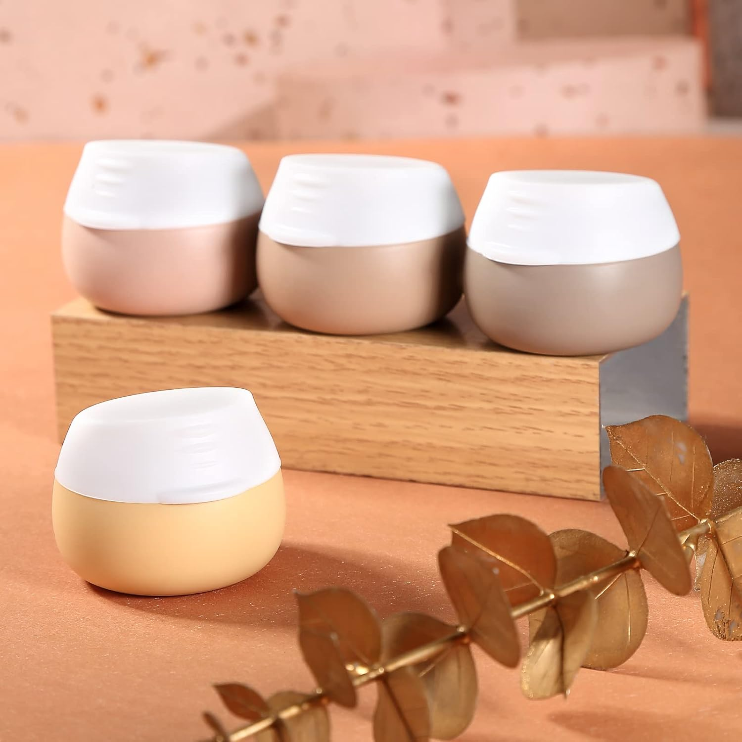 TSA Approved Travel Size Containers for Toiletries, Gemice Silicone Jars, Leak-Proof Travel Accessories with Lid for Cosmetic Makeup Face Body Hand Cream (4 Pieces) (Apricot)