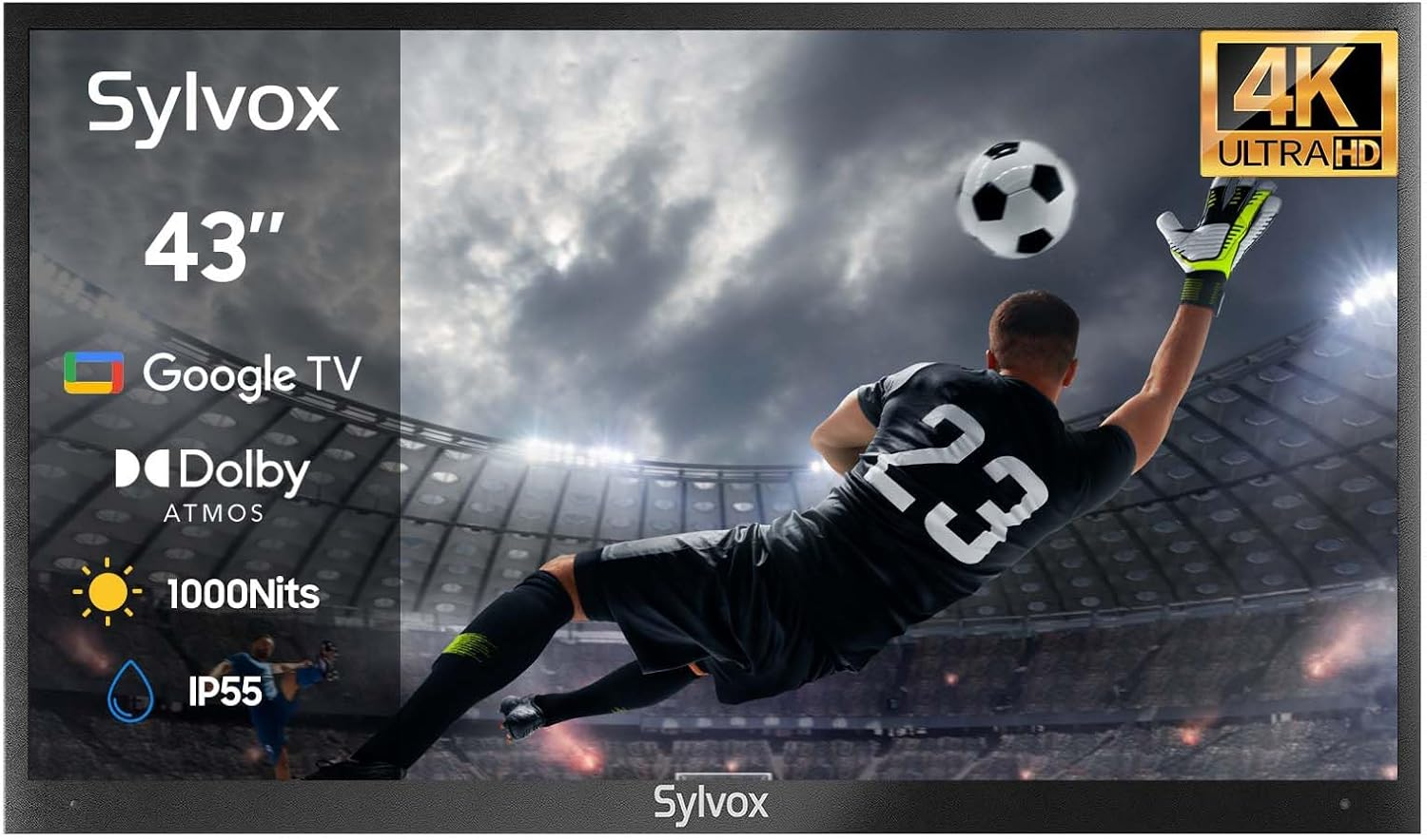SYLVOX Outdoor TV 43 Inch Smart Waterproof Tvs 4K Weatherproof Television for outside Support Google Assistant Chromecast 1000 Nit Brightness Partial Sun Deck Pro 2.0 image number 4