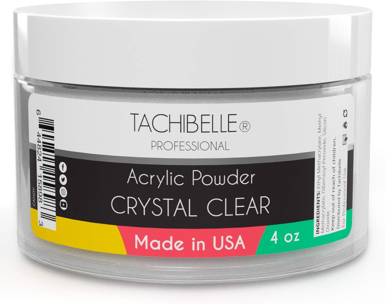 Tachibelle Professional Acrylic Nail System Crystal Clear Acrylic Powder, 120Ml Made in USA. Used in Professional Salons. image number 3