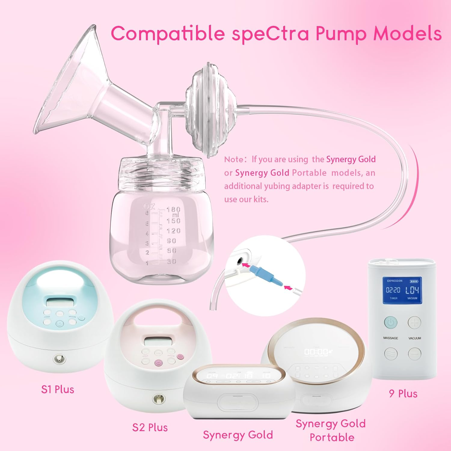 Breast Pump Parts，Replacement Pump Parts for Spectra S1/S2/9 Plus, Not Original Accessories, Flange Inserts Kits Sets(24Mm*2) image number 6