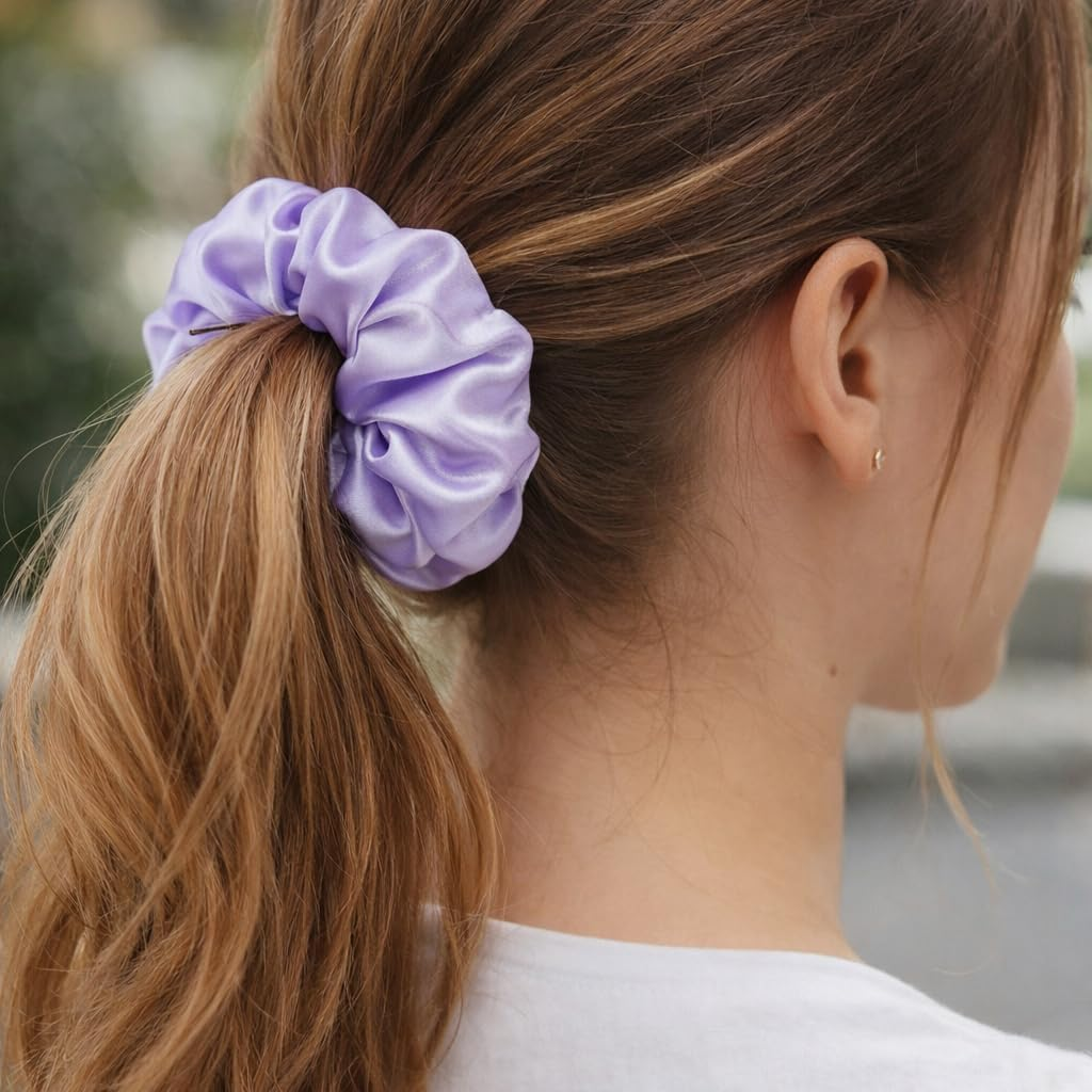 12 Pcs Silk Scrunchies, Soft Hair Accessories for Women & Girls, Elastic Hair Ties & Scrunchies for Women for Work, Yoga, Parties (Assorted Colours) image number 2