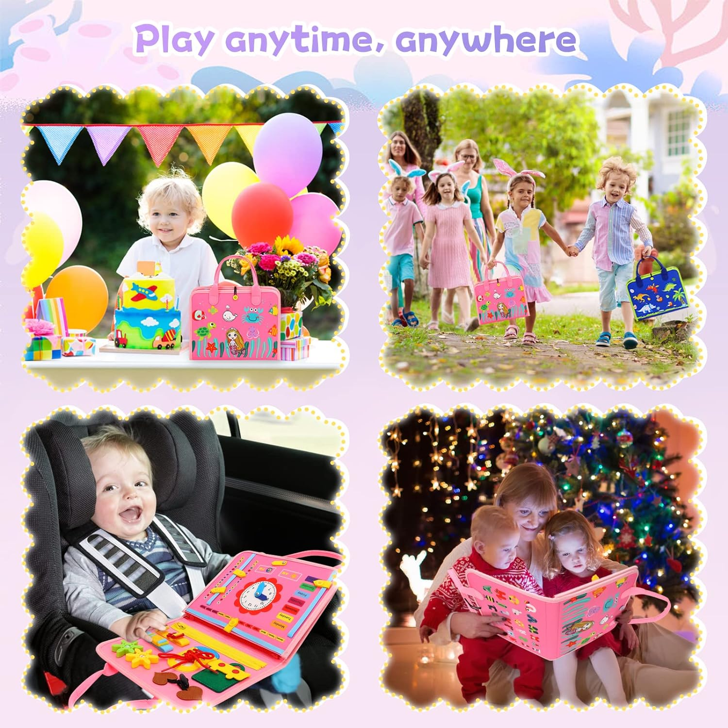 Montessori Sensory Toys for 1-2-3 Year Old Toddler- Kids Busy Board for 12-36 Month Baby Boys Girls 1-3 Baby Activity Games Learning Motor Skill Toys for 1-4 Year Olds Gifts for 1-4 Toddlers