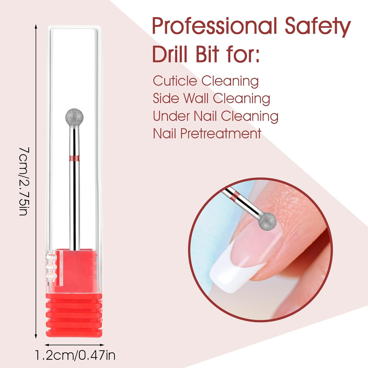 WLLHYF round Nail Cutter Bit Set Ball Shape Cuticle Cleaning Nail Drill Professional Safe Cuticle Drill for Manicure Salon Cuticle Removal Pedicure Tool Accessories (2.7 Mm, Piece, 1)