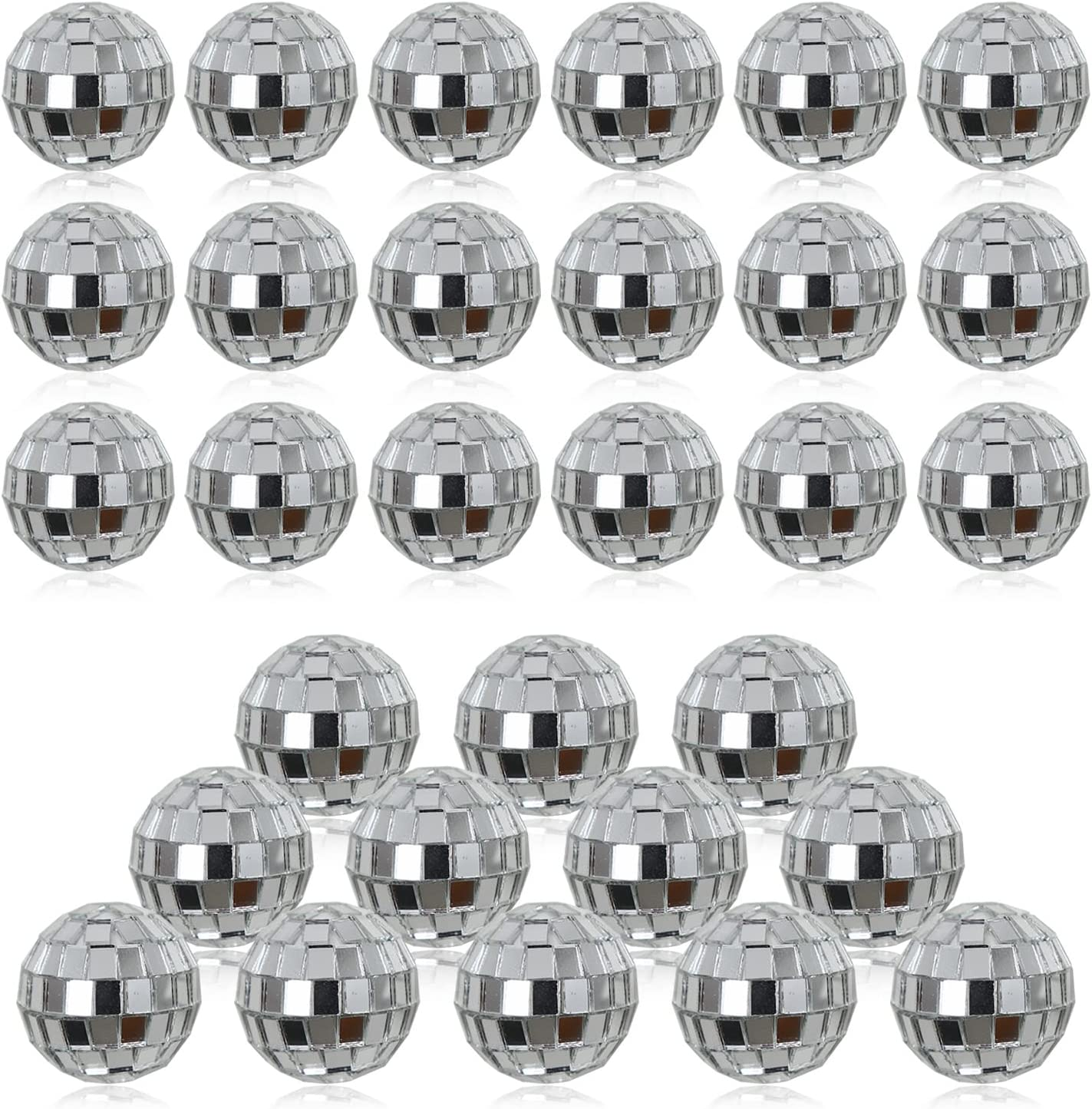 30Pcs Small Mirror Disco Ball 3Cm 1.18In Diameter, Christmas Ball Ornaments, Cake Party Stage Decoration Ball, Disco Mirror Reflective Ball (Silver) image number 2