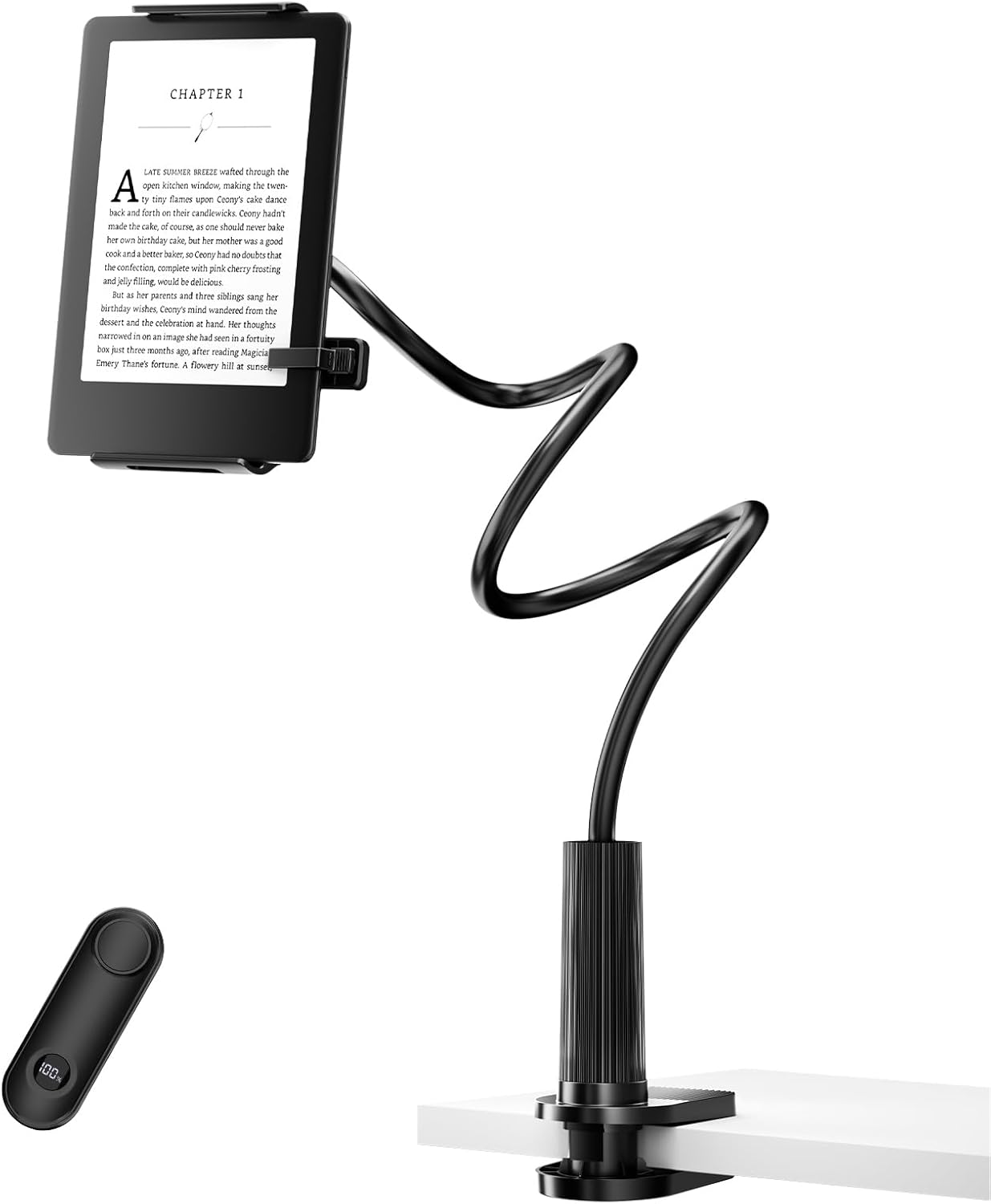 Kindle Holder with Remote Page Turner,Reading Stand for Bed, Desk with Clicker, for Kindle Paperwhite, Oasis, Ipad, Iphone and More image number 5