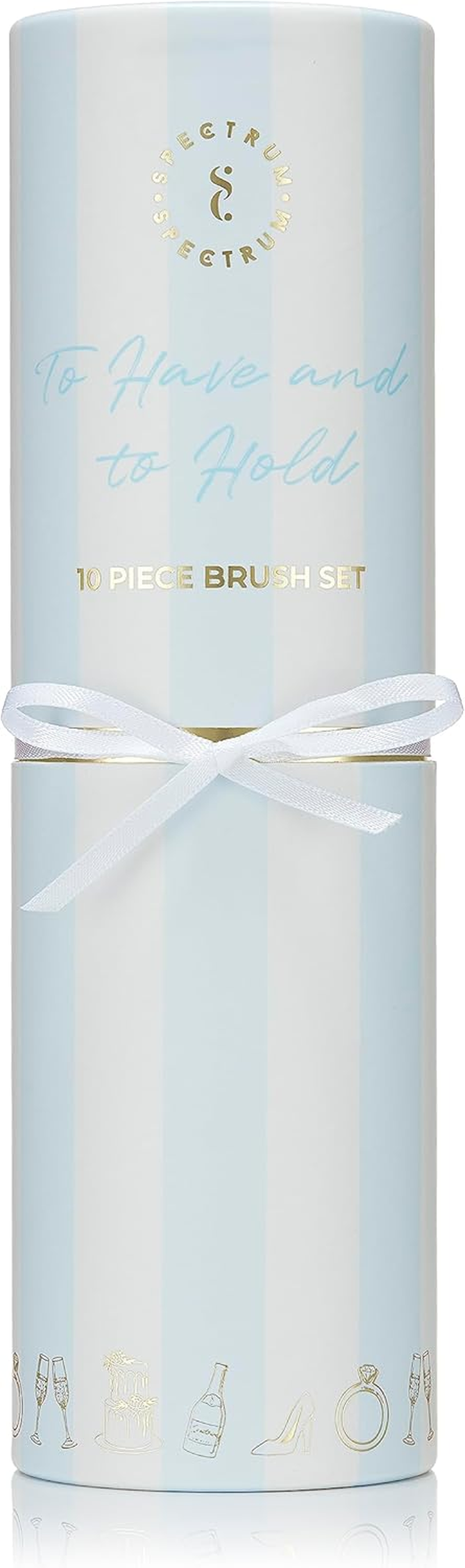 Spectrum Collections Bridal Make up Brushes, Spectrum Makeup Brushes Set Including Face Brushes and Eyeshadow Brushes with Soft Synthetic Bristles, White and Blue 10 Piece Makeup Brush Set image number 3