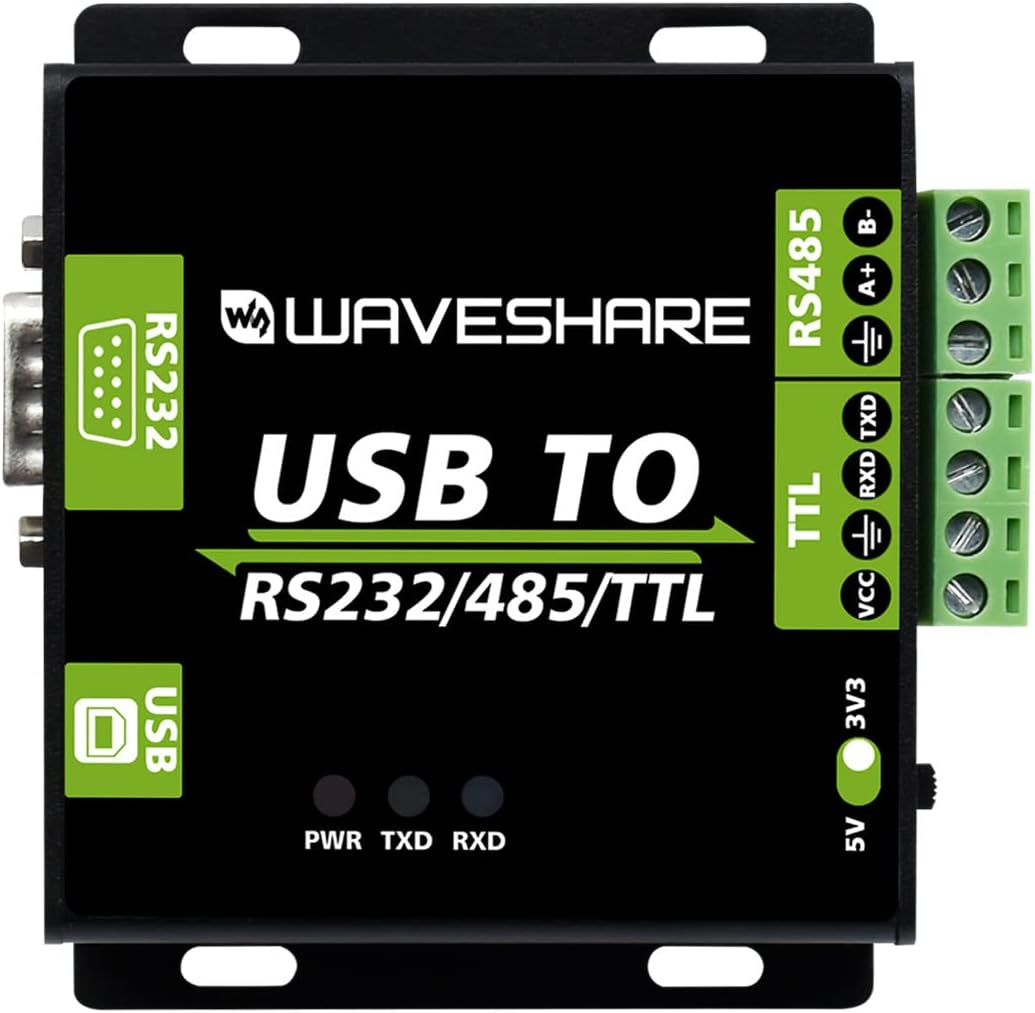 Waveshare USB to RS232 / RS485 / TTL Industrial Isolated Converter with Original FT232RL Embedded Protection Circuits and Aluminium Alloy Enclosure for Industrial Control Equipments image number 4