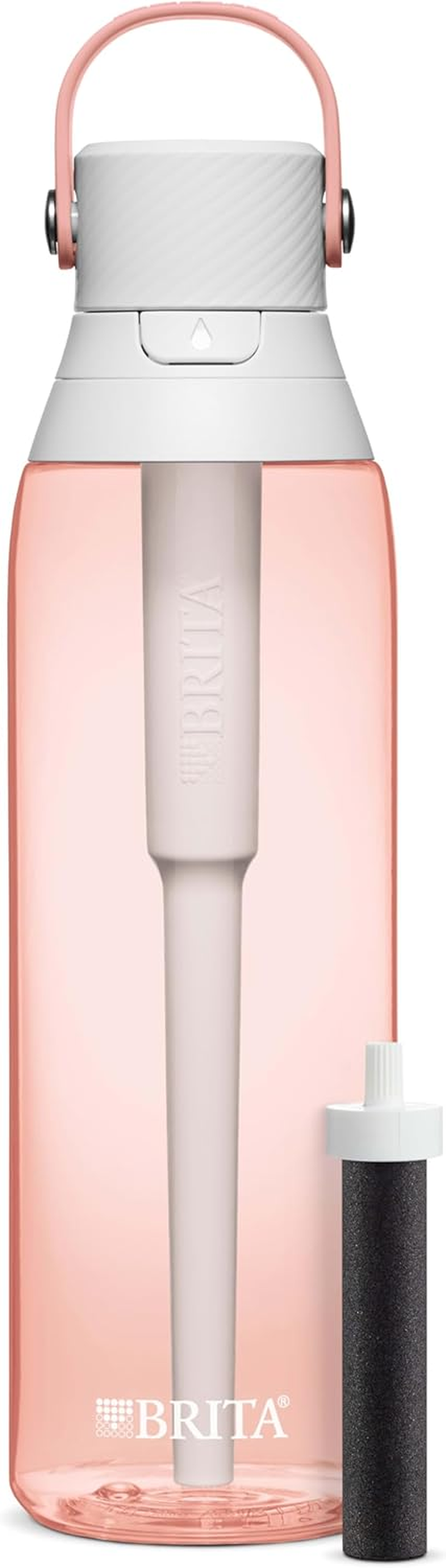 Brita Hard-Sided Plastic Premium Filtering Water Bottle, Bpa-Free, Reusable, Replaces 300 Plastic Water Bottles, Filter Lasts 2 Months or 40 Gallons, Includes 1 Filter, Sea Glass - 26 Oz.