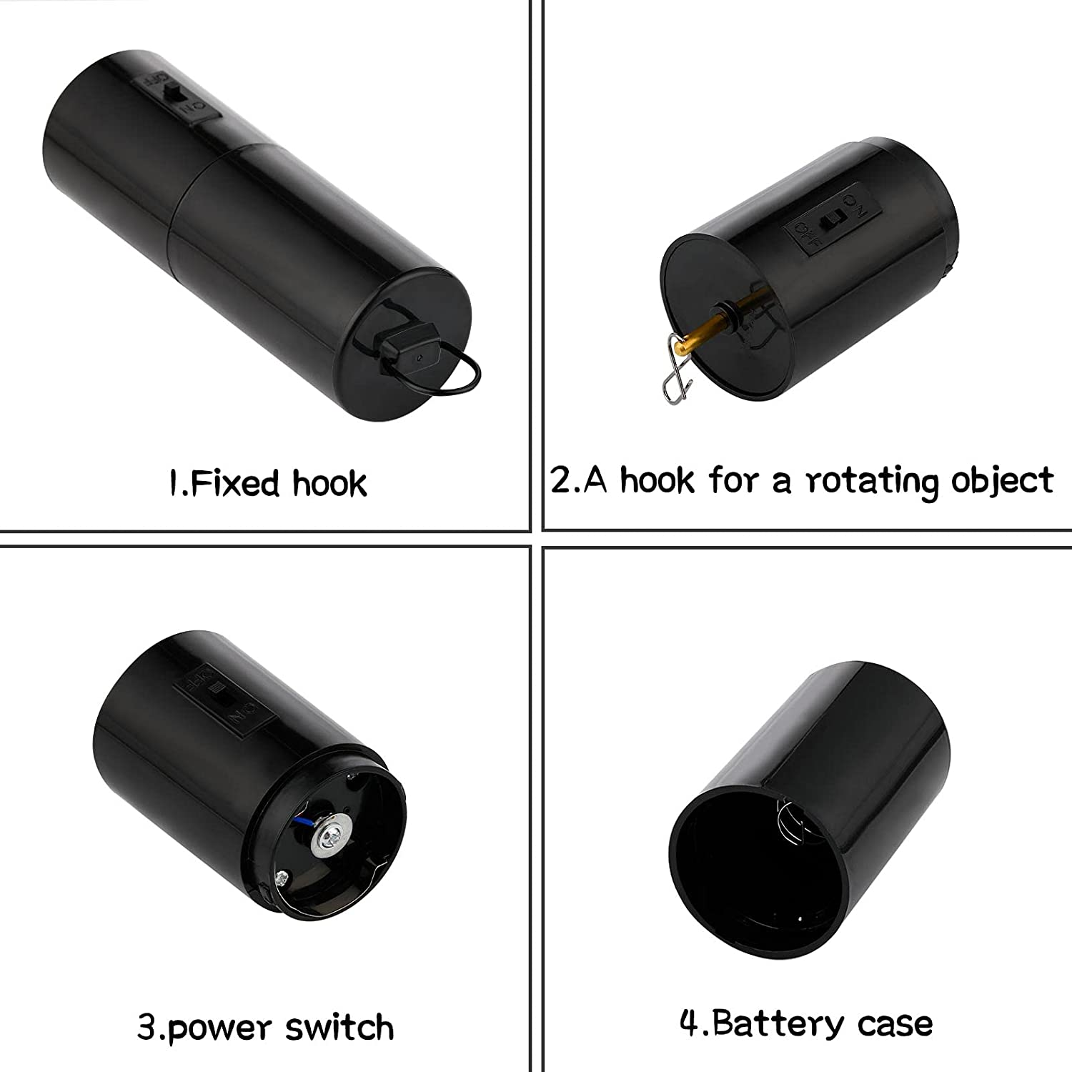 3 Pieces Hanging Black Rotating Motor Wind Spinner Mobile Battery Operated Motor Multi-Purposes Rotatable Hook for Garden Decoration Accessory Supplies