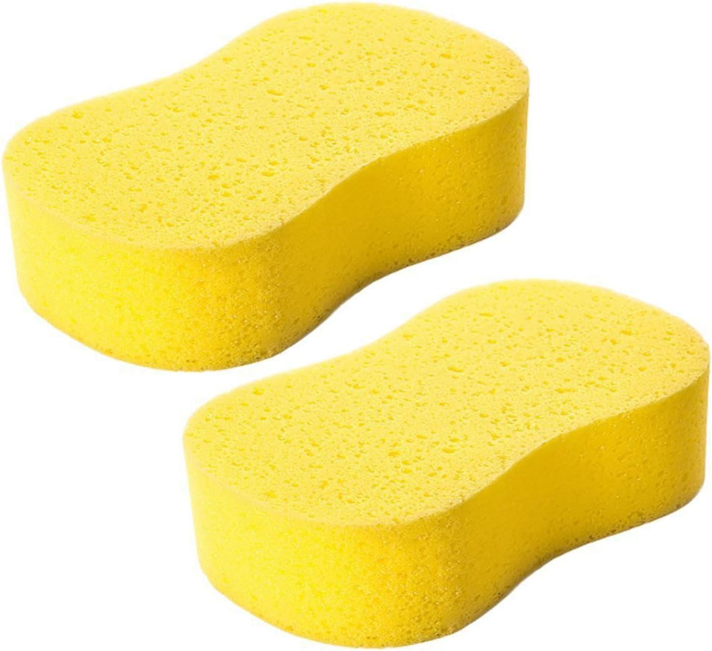 Jumbo Sponges,2 Pack Car Sponges,Washing Windows and anti Scratch Technology,Perfect for Wheels, Windscreen & Bodywork for Car Cleaning (2PCS Yellow) image number 2