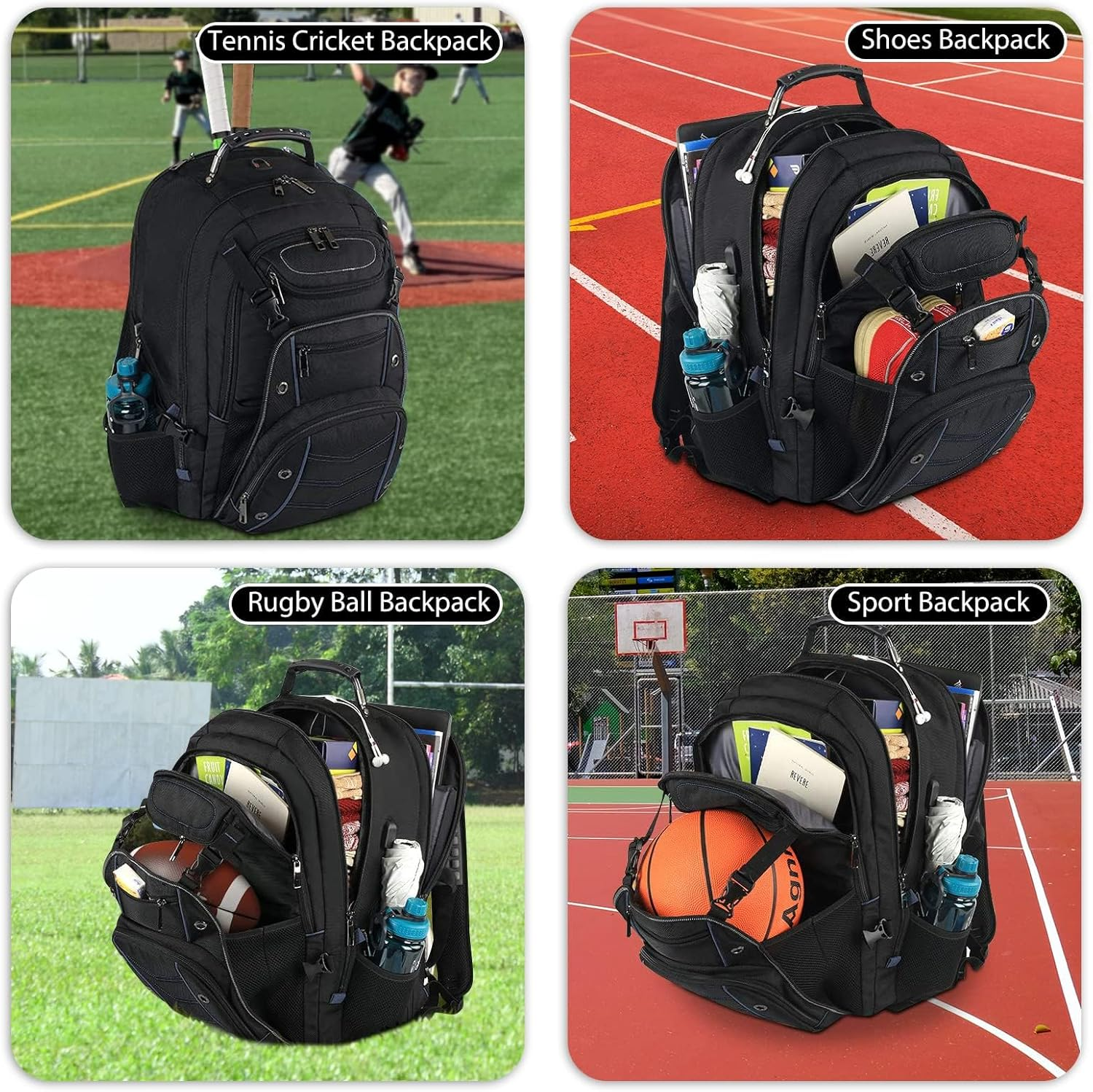 18.4 Inch Travel Backpack, USOR 55L Large Laptop Backpack for Men and Women with USB Charge Port and YKK Zippers, Heavy Duty Sport Bag, TSA Friendly RFID anti Theft Pocket Durable School Backack image number 4