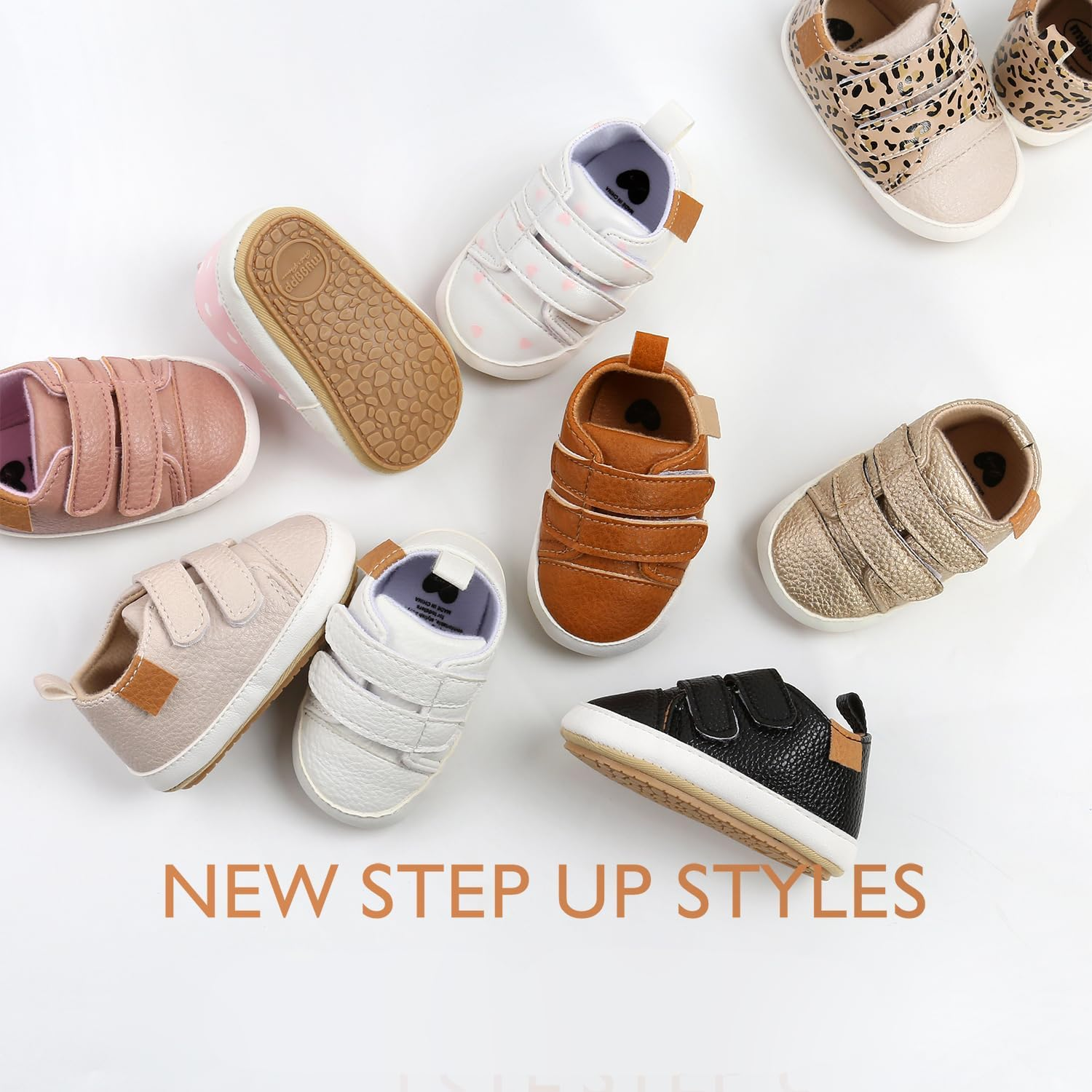 Baby Boys Girls Shoes Non-Slip Rubber Sole High-Top PU Leather Sneakers Infant First Walking Shoes Toddler Crib Shoes Newborn Loafers Flats.