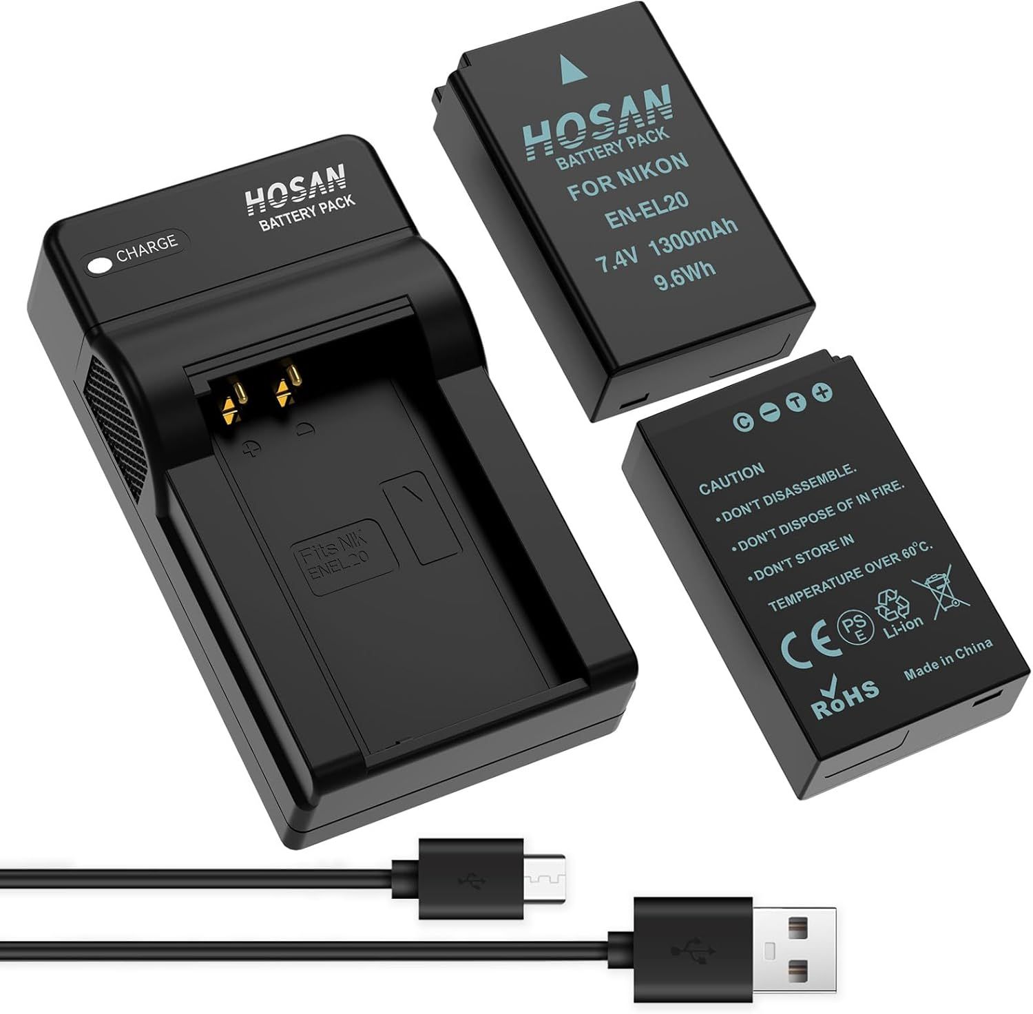 EN-EL20 En-El20A Battery (2 Pack) and USB Charger Kit for Nikon 1 J1, J2, J3, S1, V3, AW1, Coolpix a and P1000 image number 6