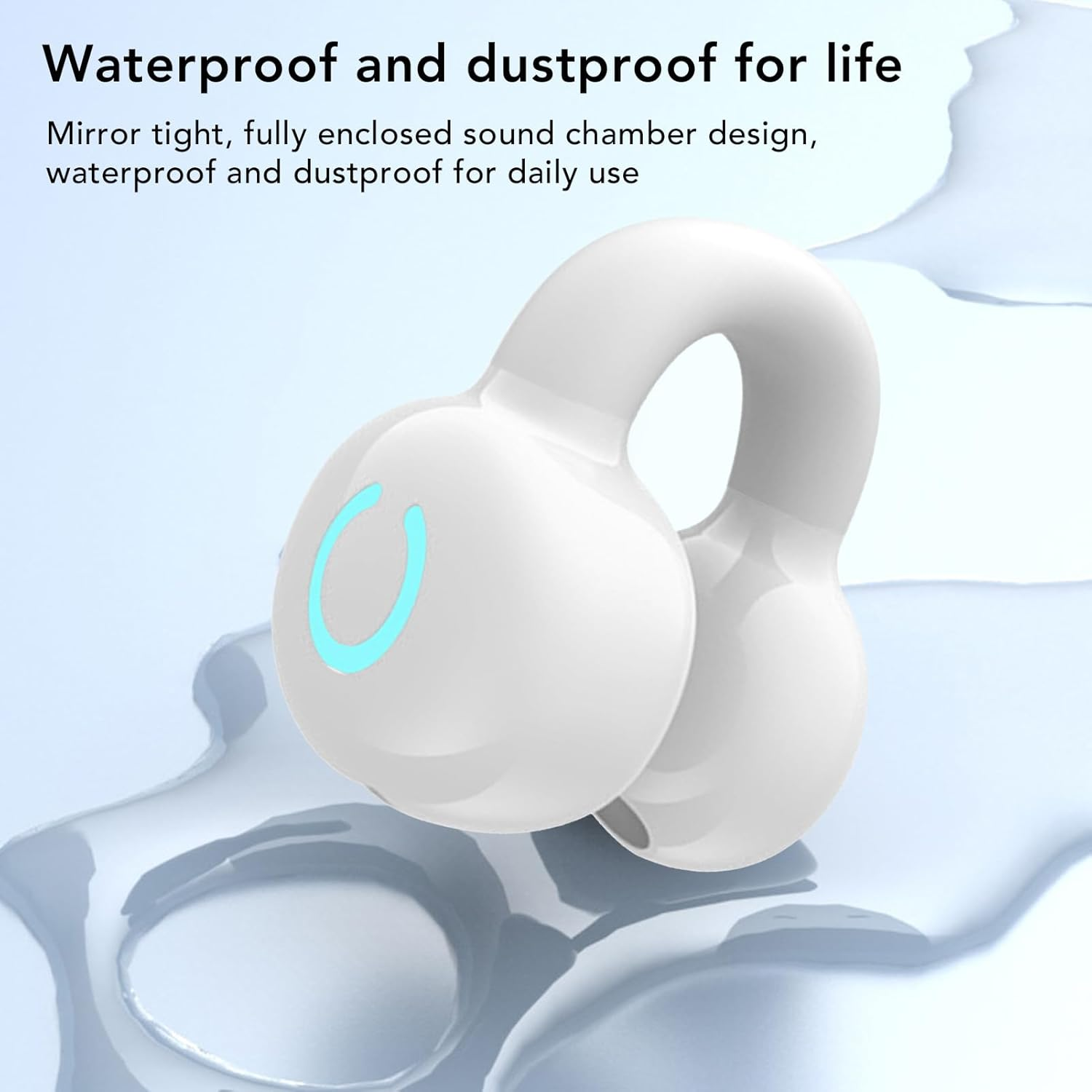Open Ear Wireless Earbuds, V 5.3 Clip on Earphones, Single Ear Clip Earphones with Noise Cancellation, IPX5 Waterproof, for Sports Running (White) - Yellow image number 5