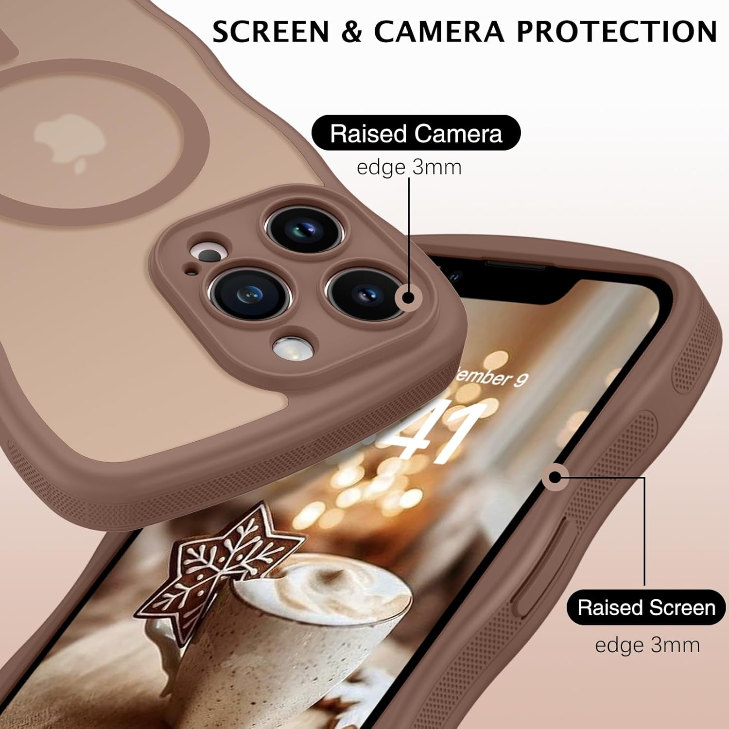 BENTOBEN for Iphone 13 Pro Max Case, Magnetic Wavy Matte Phone Cases Compatible with Magsafe, Anti-Slip Wave Edge Shockproof Full Body Protective Cover for Iphone 13 Pro Max 6.7 Inch, Desert Titanium image number 3