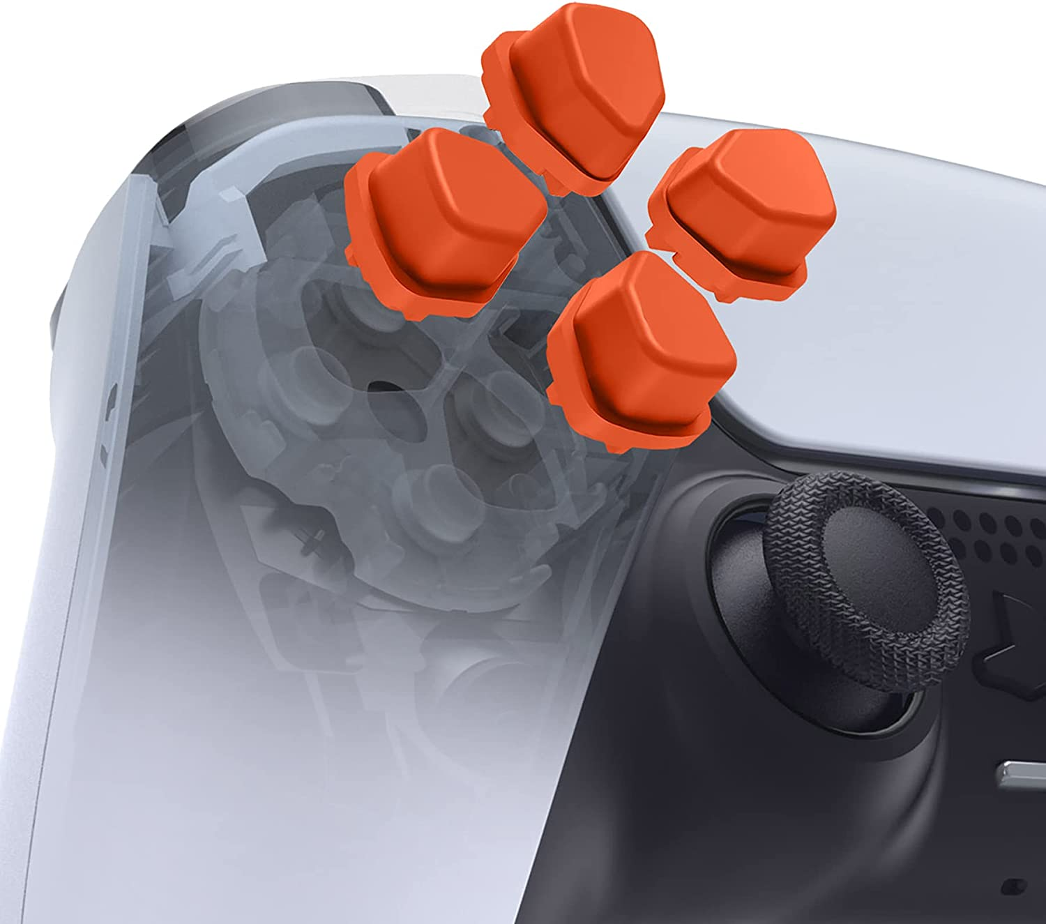 Extremerate Ergonomic Split Dpad Buttons (SDP Buttons) for PS5 Controller, Orange Independent Dpad Direction Buttons for PS5, for PS4 All Model Controller