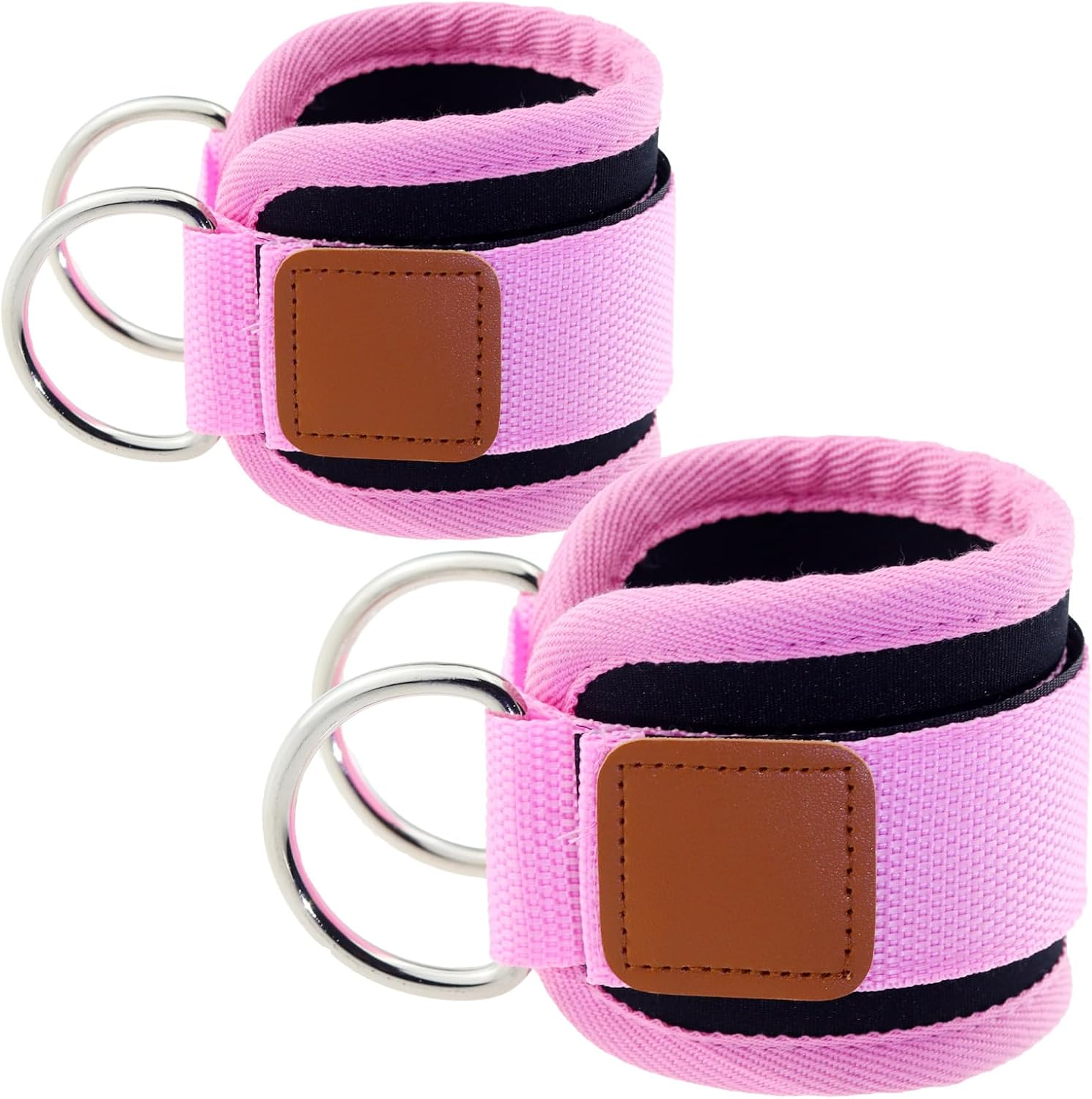 Ginojex Ankle Straps for Gym Cable Machine Leg Extension Kickbacks Exercises Double D-Rings Comfort Fit Neoprene Adjustable