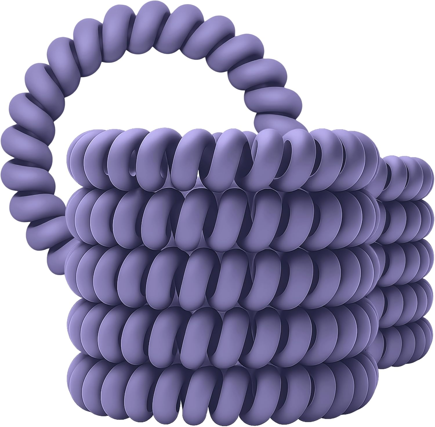 Specora Spiral Hair Scrunchies Lavender Pack of 10-5 Cm - TPU - Telephone Cable Scrunchie - No Pulling & Tangling - Elastic, No Imprint, Gentle on Hair image number 1