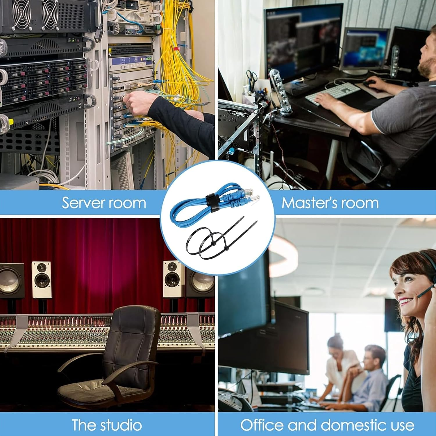 Cable Management & Reusable Nylon Cable Ties for Office, Home & Data Centers - 8-Inch Zip Ties & Velcro Cable Ties with Hook & Loop for Tidy Workspaces, Universal Fit - Weidllys image number 4