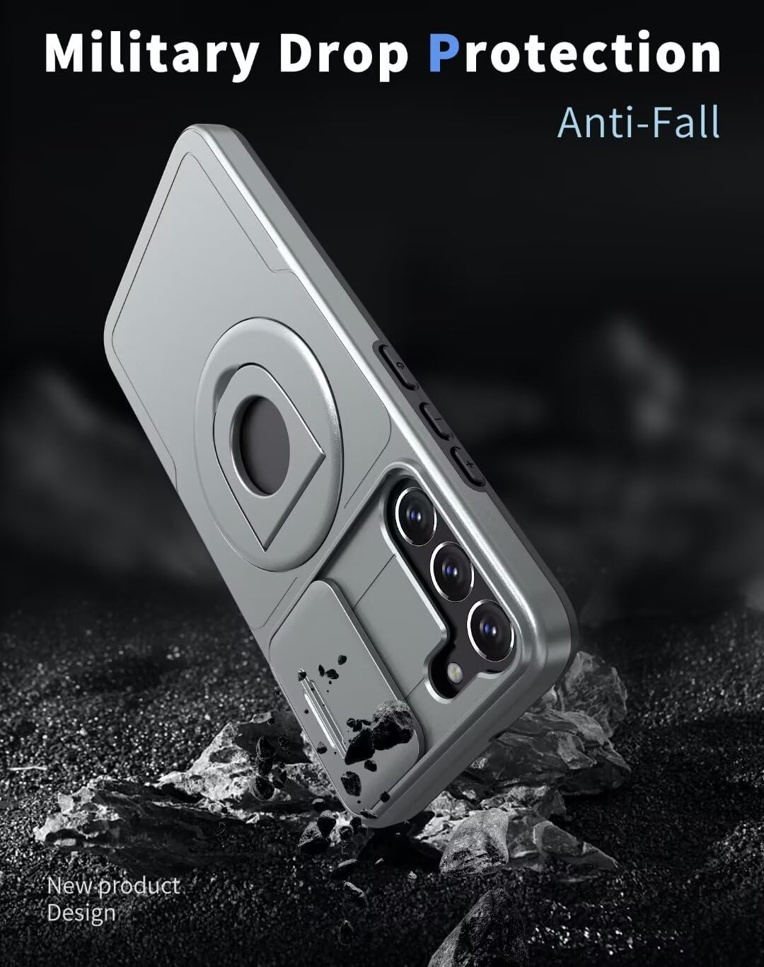 ATISIJIE Magnetic Case for Samsung Galaxy S23Plus, 360&deg; Metal Magnetic Ring Stand Shockproof Bumper Protective Case Scratch-Resistant Full Body Protection Mobile Phone Case for Samsung Galaxy S23Plus