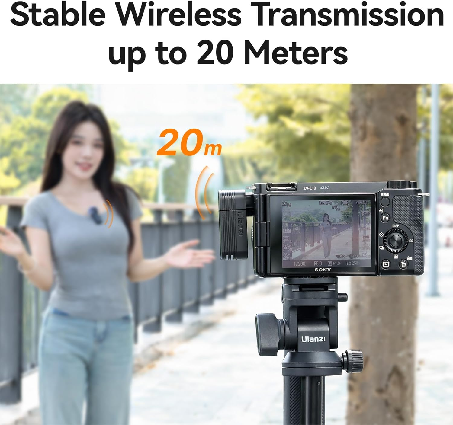 ULANZI A100 Wireless Lavalier Microphone, 360&deg; Pickup Intelligent Noise Canceling Module Compact Lightweight, up to 13.5 Hours Recording Time, Compatible with Android Ios Camera image number 2