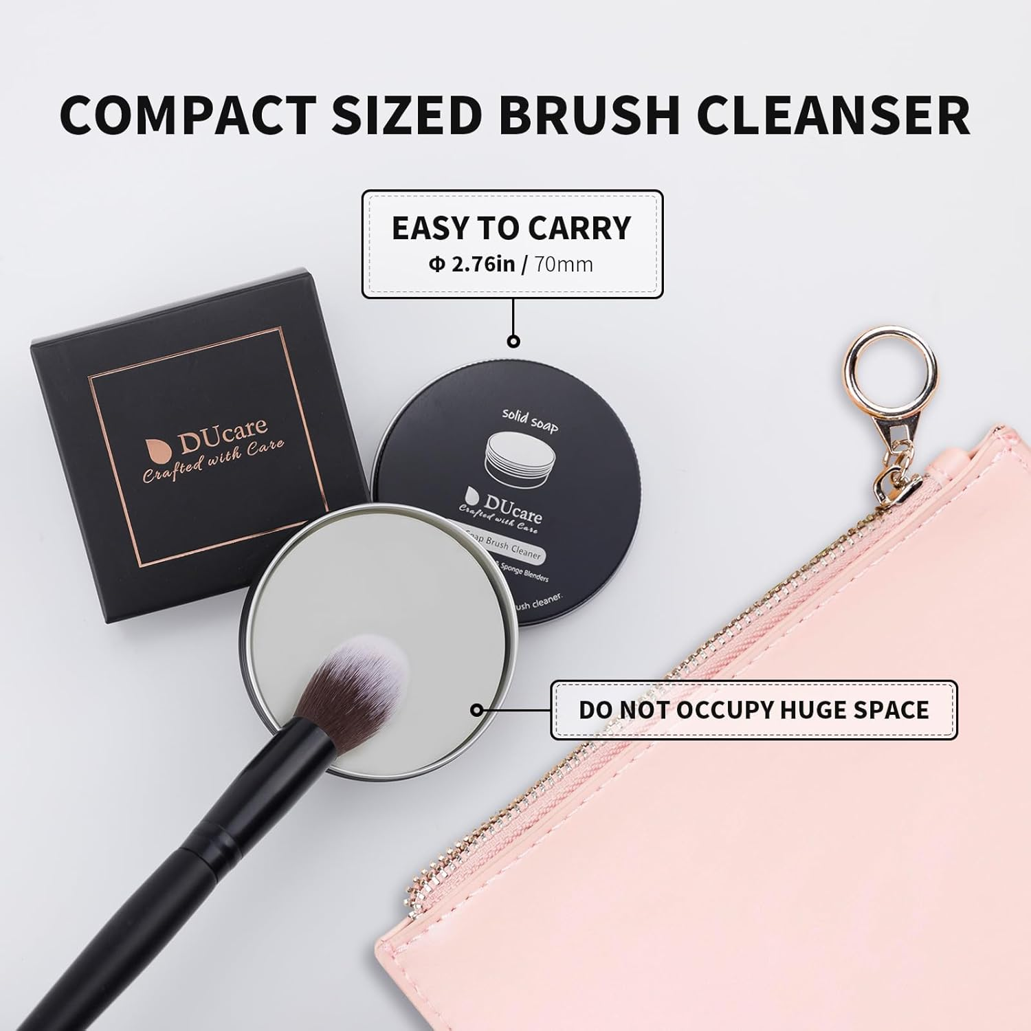 Ducare Makeup Brush Cleanser Solid- Deep Cleaning & Conditioning Soap Bar for Makeup Brushes, Sponges and Beauty Blenders, Cruelty Free, Travel-Friendly with Coconut Oil - White image number 3